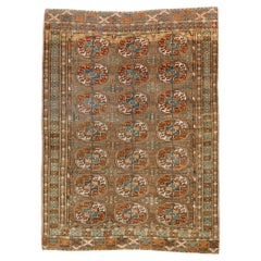 Antique Turkmen Bokara Rug with Repeating Gül Motifs