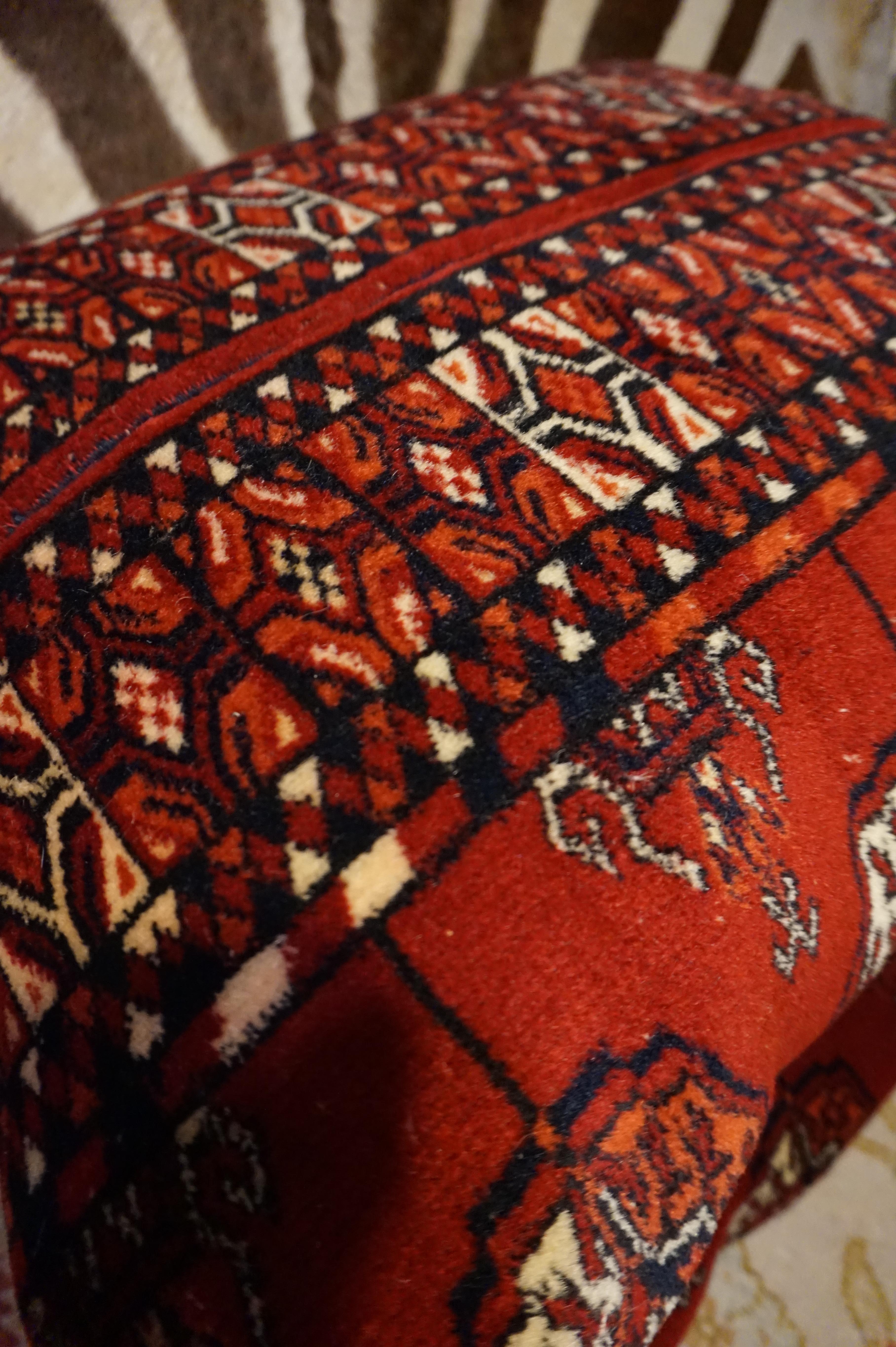 Antique Turkmen Bokhara Hand Knotted Sewn Large Pair of Cushions For Sale 7