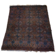 Antique Turkmen Bokhara Overdye 2x3 Sangria Purple & Blue Handmade Area Rug