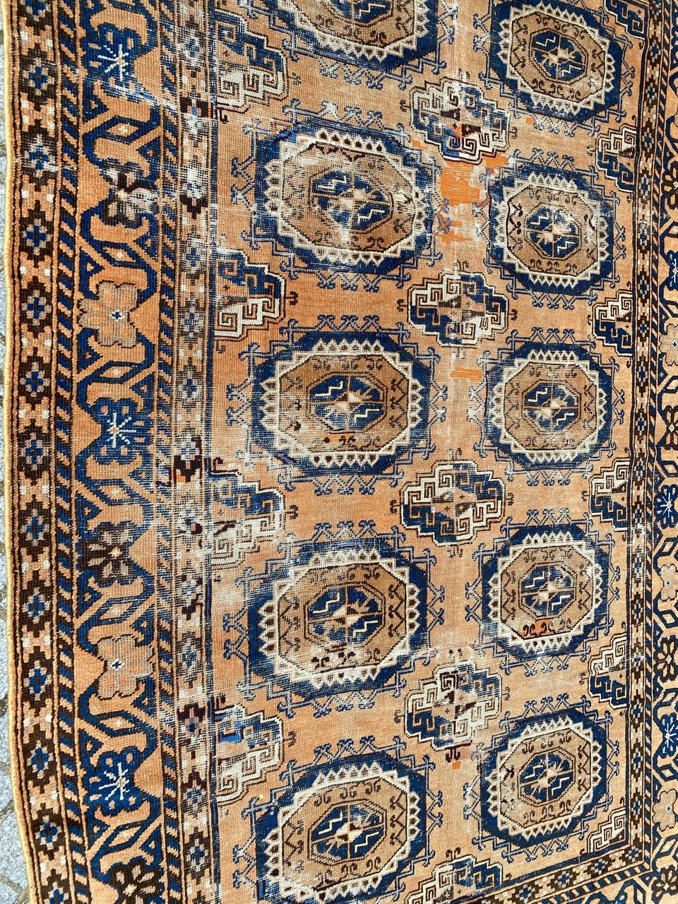 Bobyrug’s Antique Turkmen Bokhara Style Rug For Sale 1