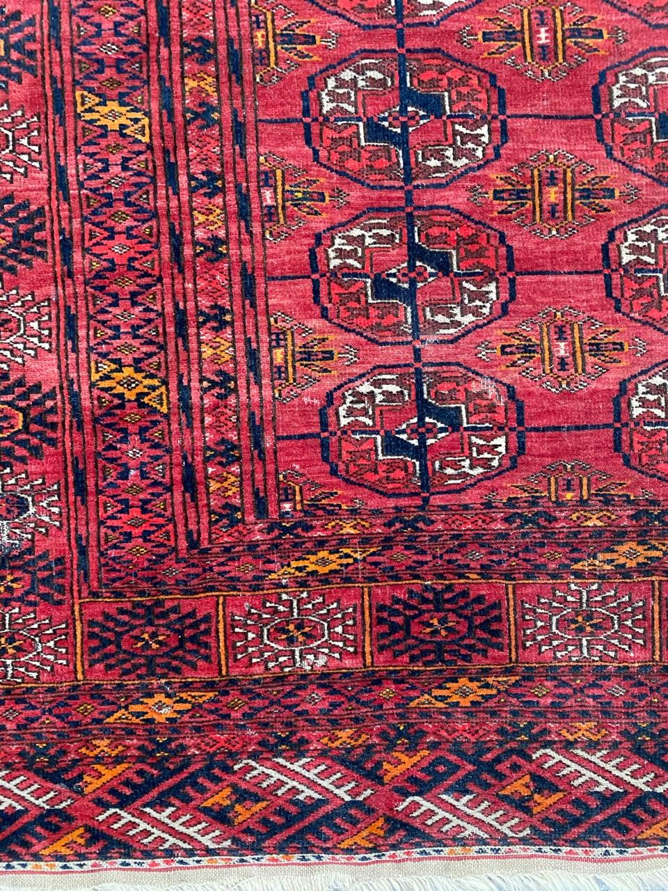 Bobyrug’s pretty Antique Turkmen Boukhara Rug For Sale 2