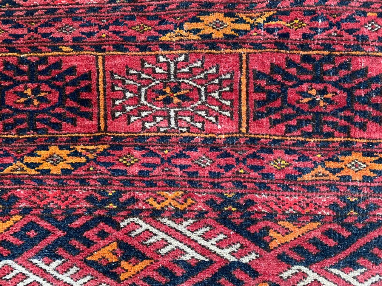 Bobyrug’s pretty Antique Turkmen Boukhara Rug For Sale 3