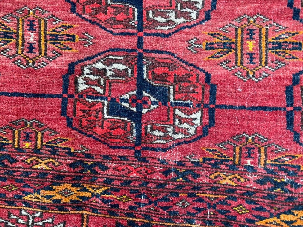 Bobyrug’s pretty Antique Turkmen Boukhara Rug For Sale 4