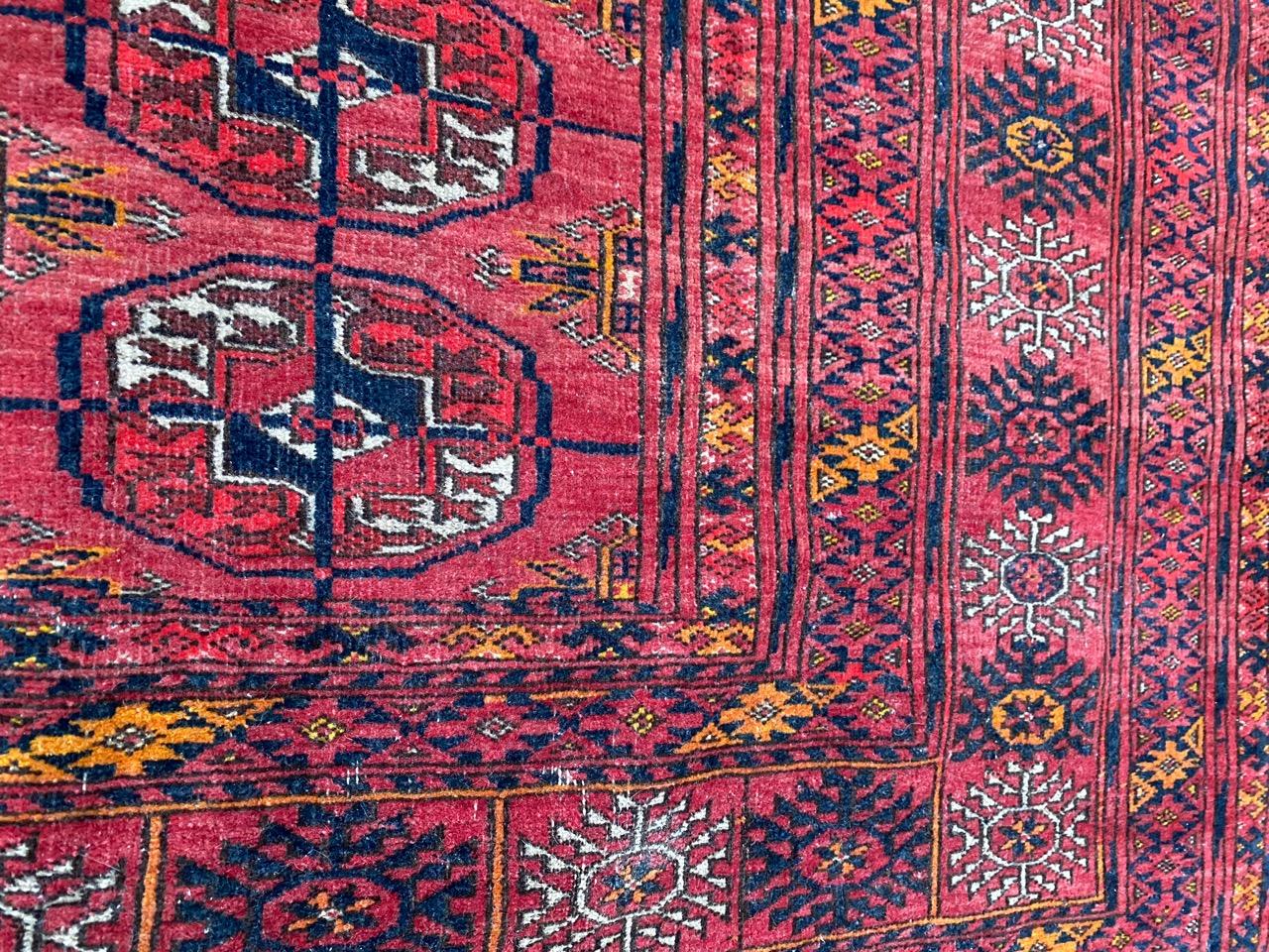 Bobyrug’s pretty Antique Turkmen Boukhara Rug For Sale 6