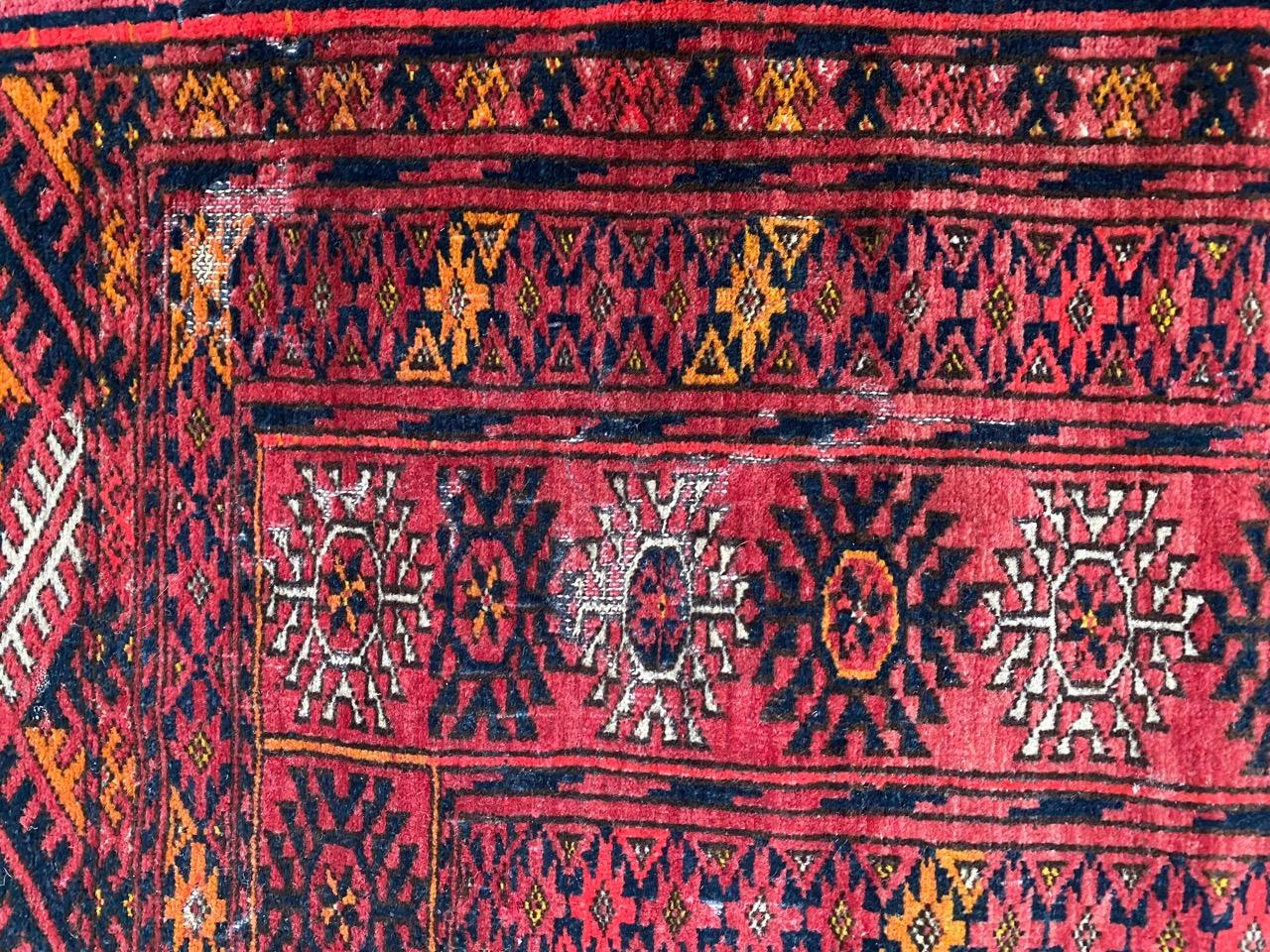 Bobyrug’s pretty Antique Turkmen Boukhara Rug For Sale 8