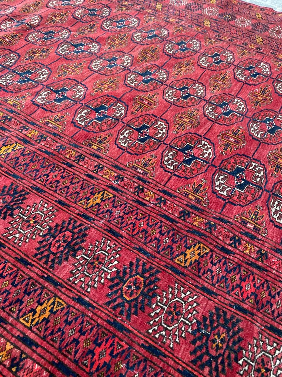 Bobyrug’s pretty Antique Turkmen Boukhara Rug For Sale 9