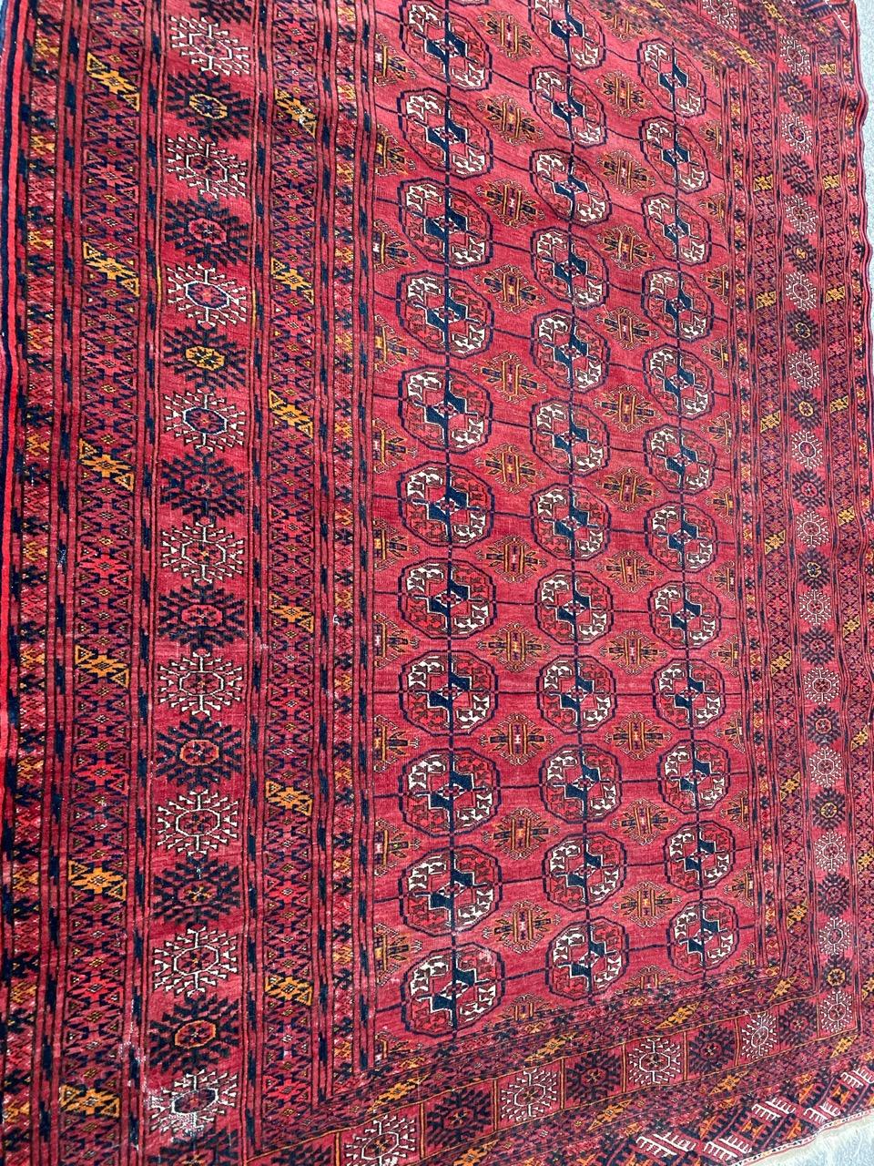Bobyrug’s pretty Antique Turkmen Boukhara Rug For Sale 10