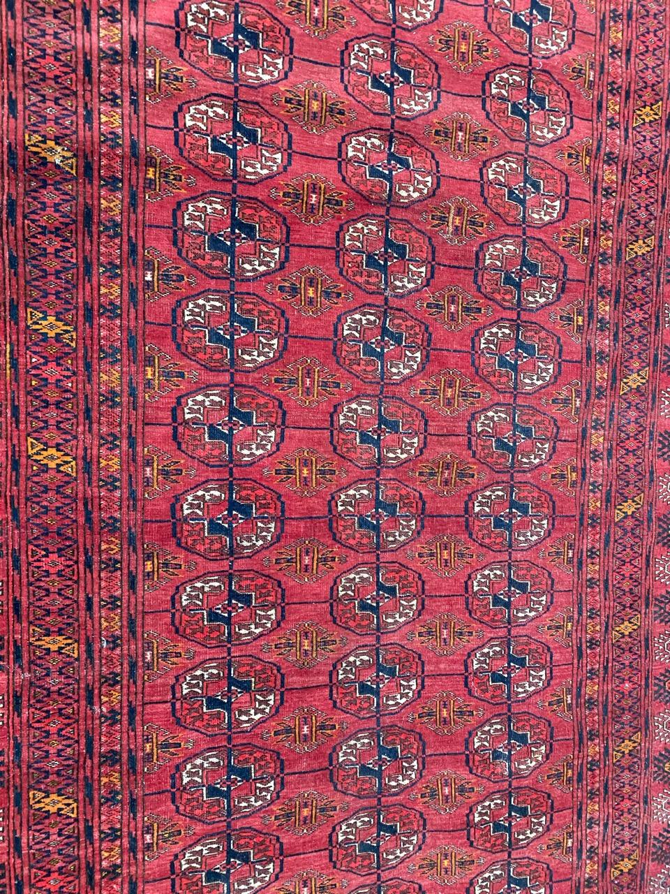 Bobyrug’s pretty Antique Turkmen Boukhara Rug For Sale 12