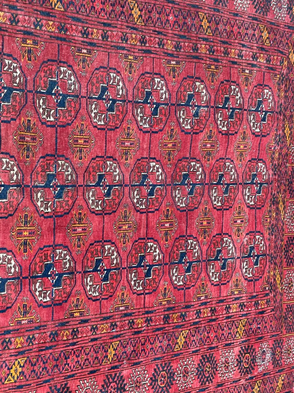 Kazak Bobyrug’s pretty Antique Turkmen Boukhara Rug For Sale