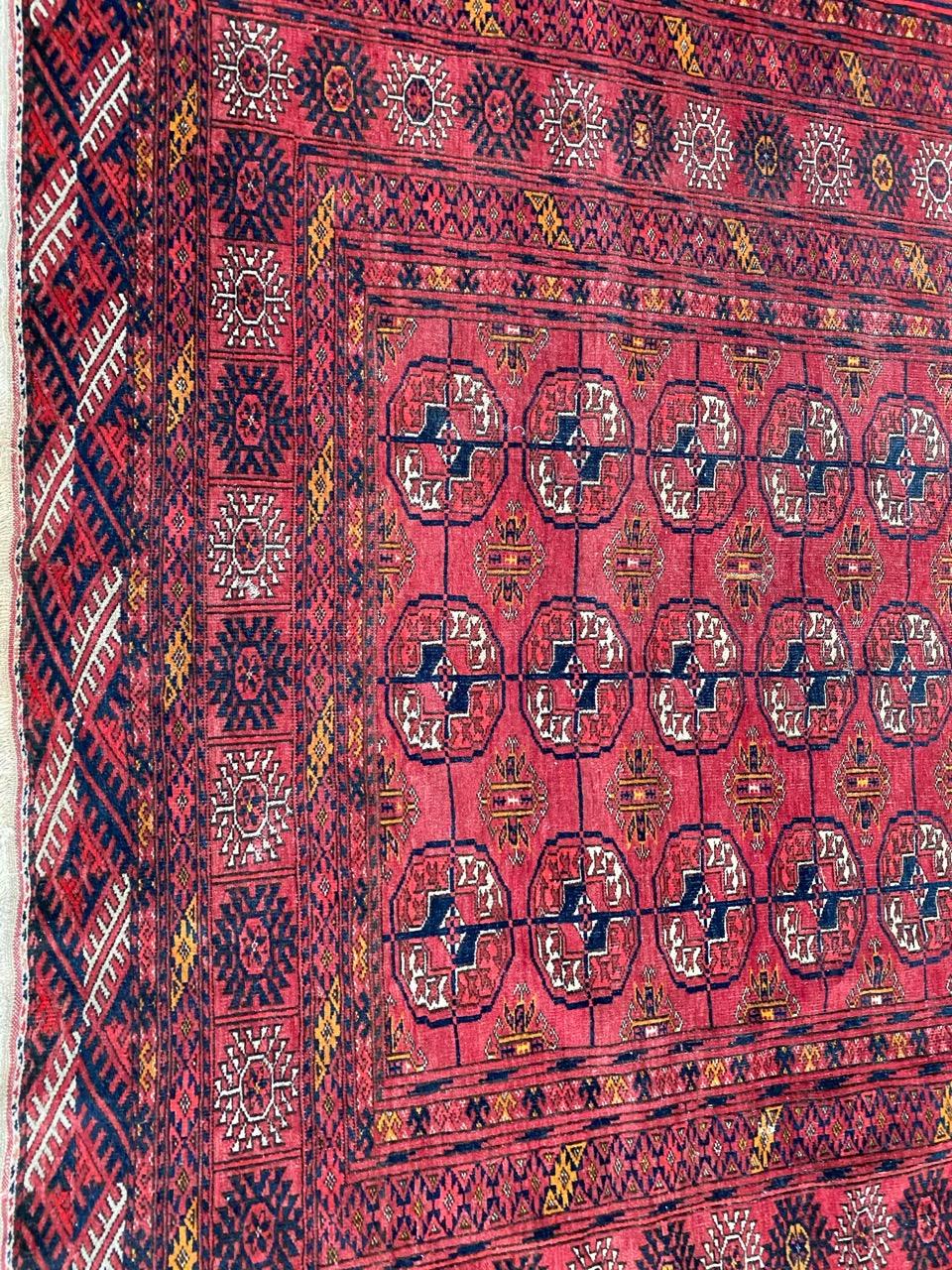 Afghan Bobyrug’s pretty Antique Turkmen Boukhara Rug For Sale