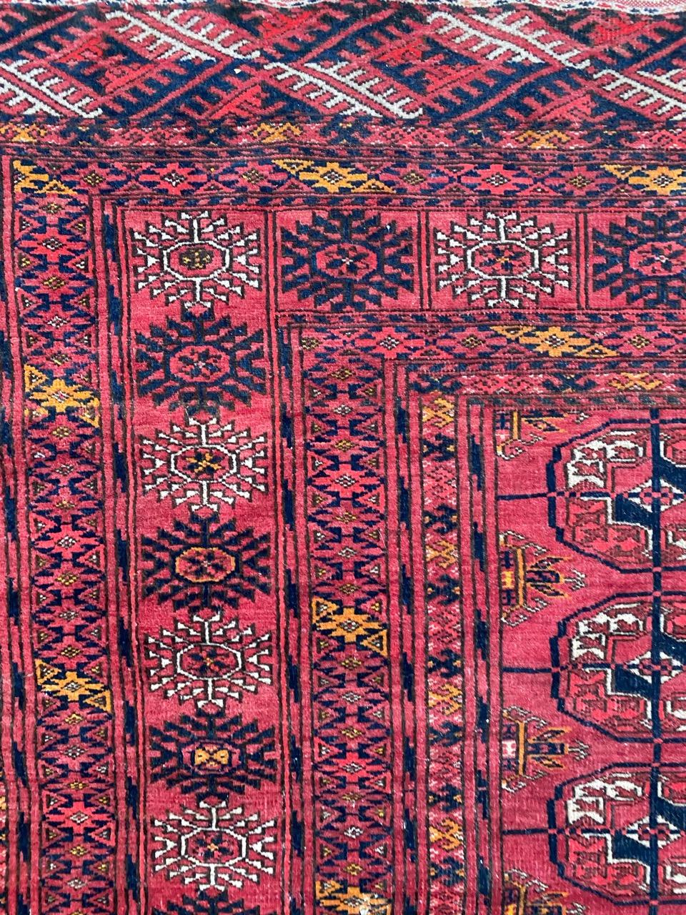 Bobyrug’s pretty Antique Turkmen Boukhara Rug For Sale 1
