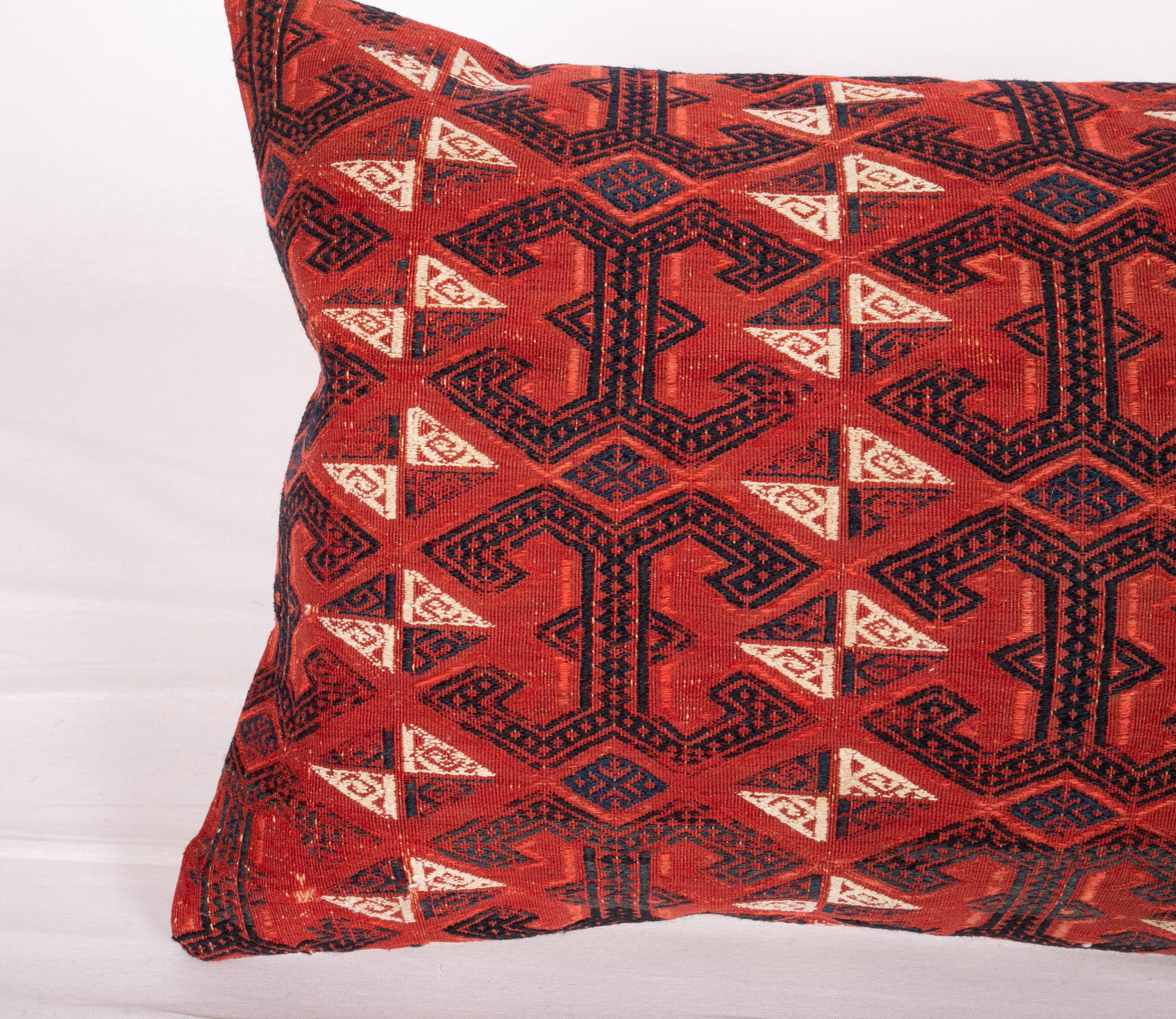 Hand-Woven Antique Turkmen Cicim Pillow Made from a 19th Century Turkmen Tekke Tribe Kilim For Sale