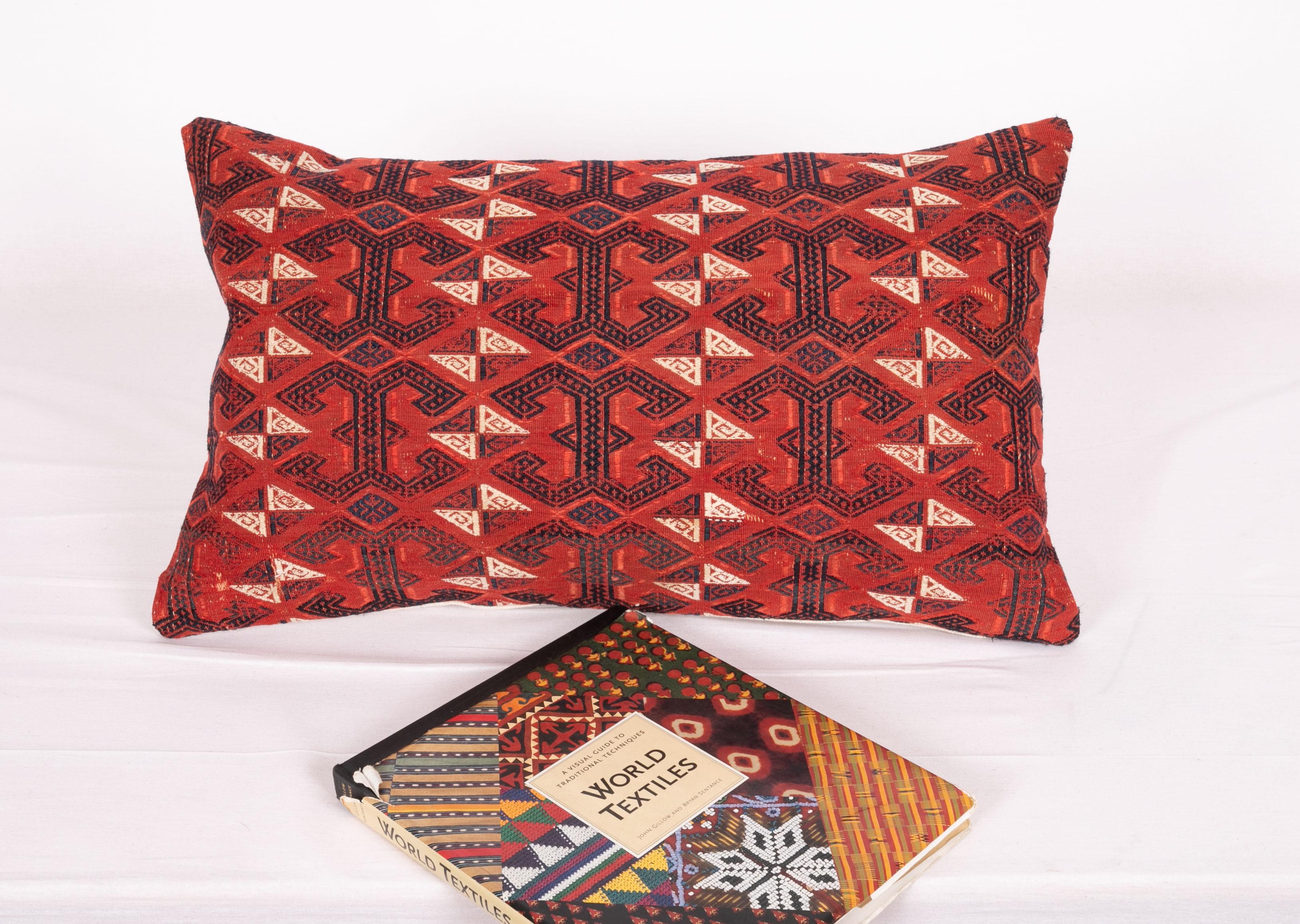 Wool Antique Turkmen Cicim Pillow Made from a 19th Century Turkmen Tekke Tribe Kilim For Sale