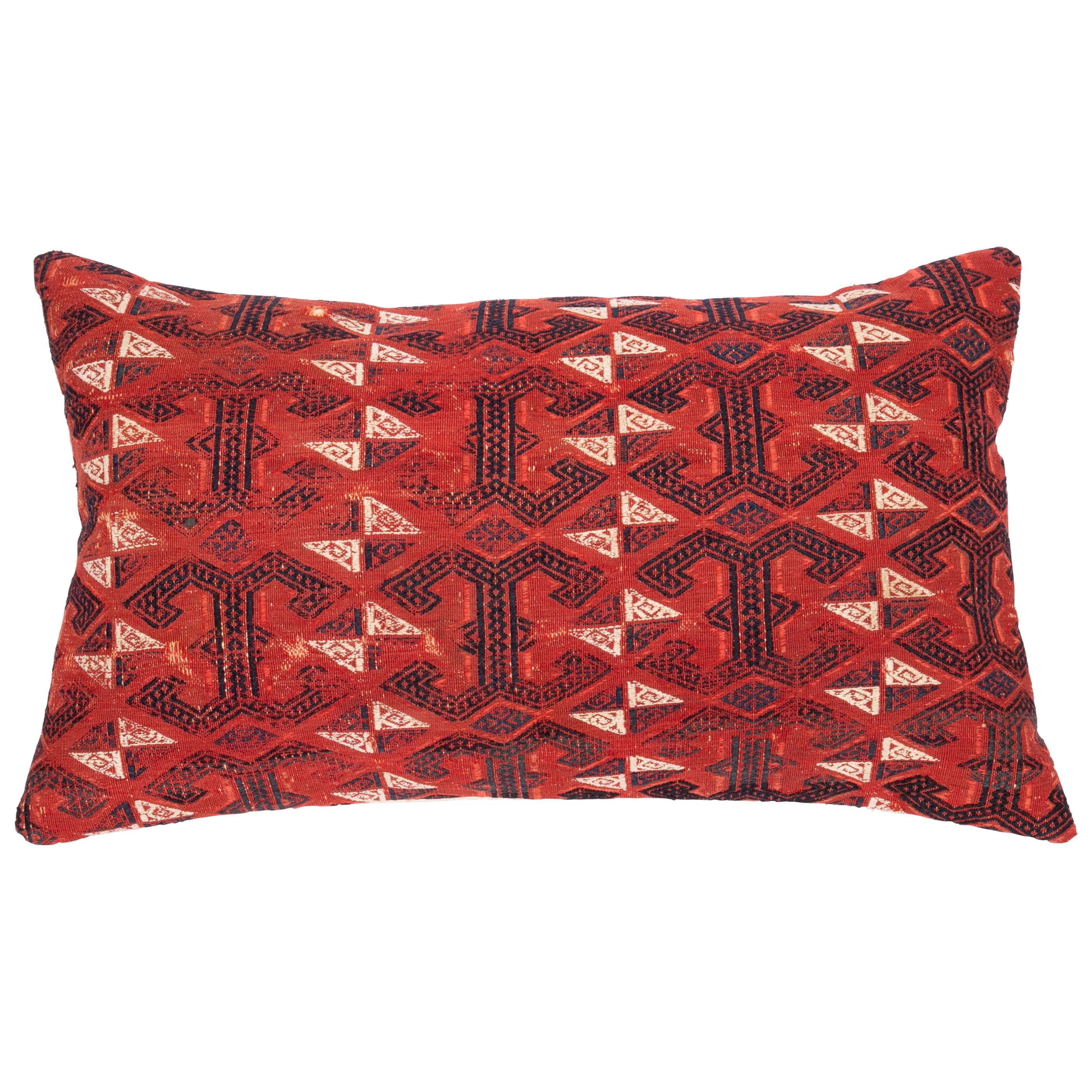 Antique Turkmen Cicim Pillow Made from a 19th Century Turkmen Tekke Tribe Kilim For Sale