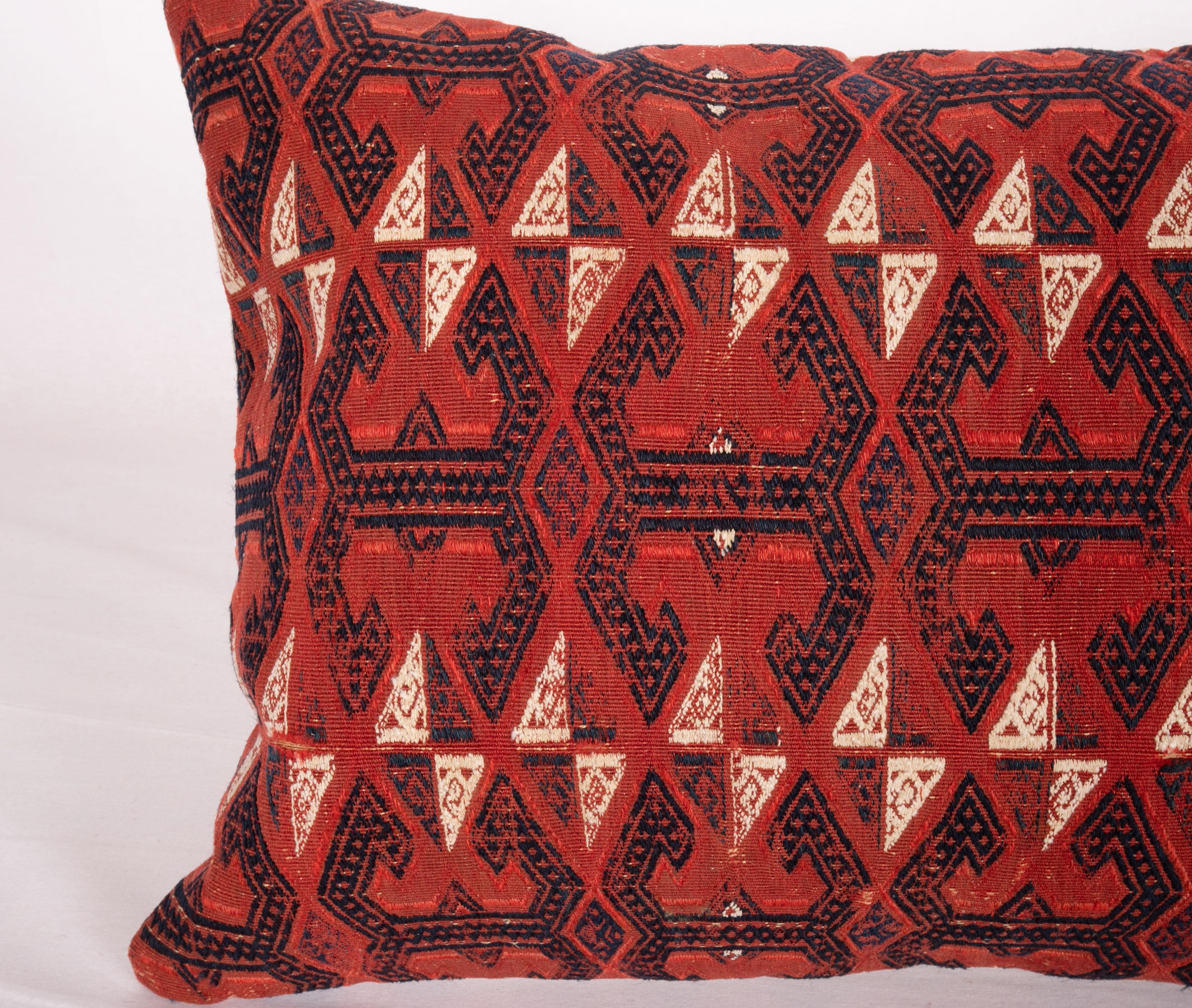 Wool Antique Turkmen Cicim Pillow Made from a 19th Century Turkmen Tekke Tribe Kilim For Sale