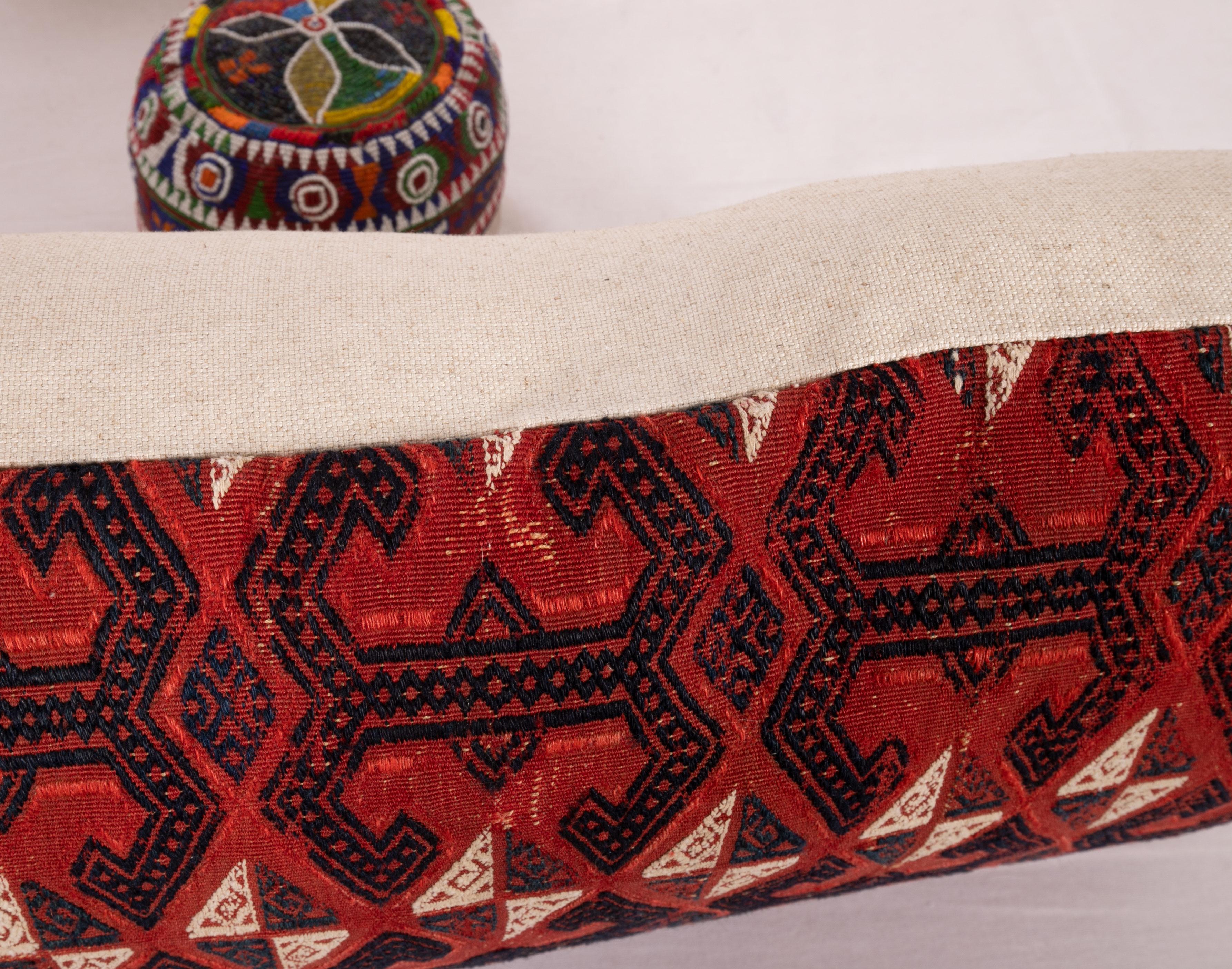 Antique Turkmen Cicim Pillow Made from a 19th Century Turkmen Tekke Tribe Kilim For Sale 1