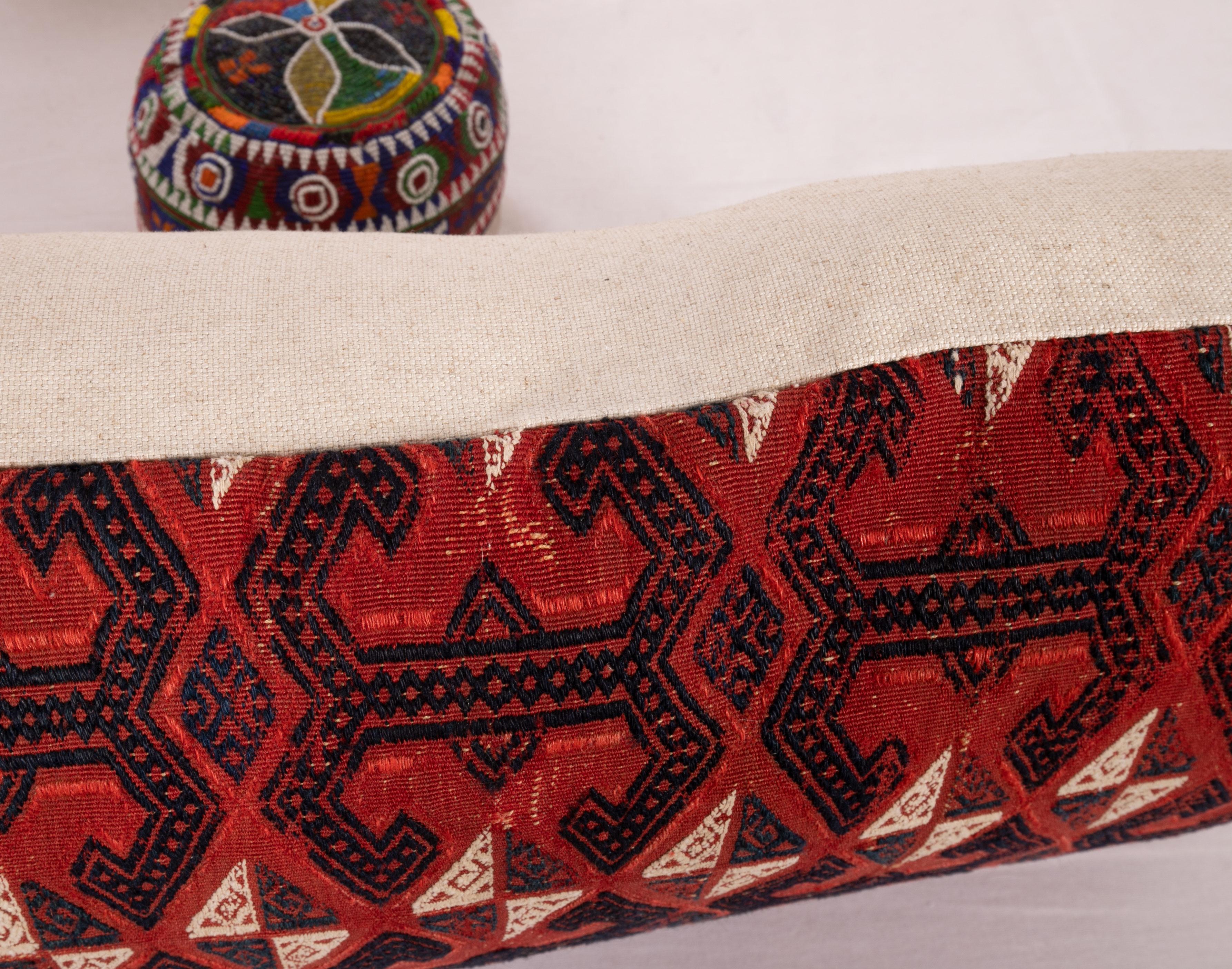 XIXe siècle Coussin Cicim turkmène ancien fabriqué à partir d'un Kilim de la tribu Tekke du 19ème siècle