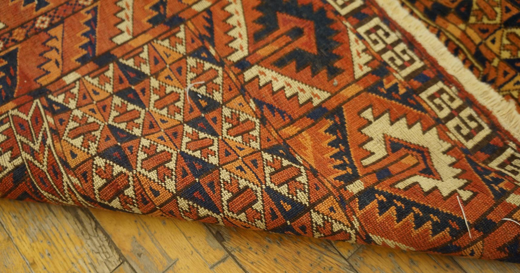 19th Century Central Asian Turkmen Engsi Carpet ( 3' 9