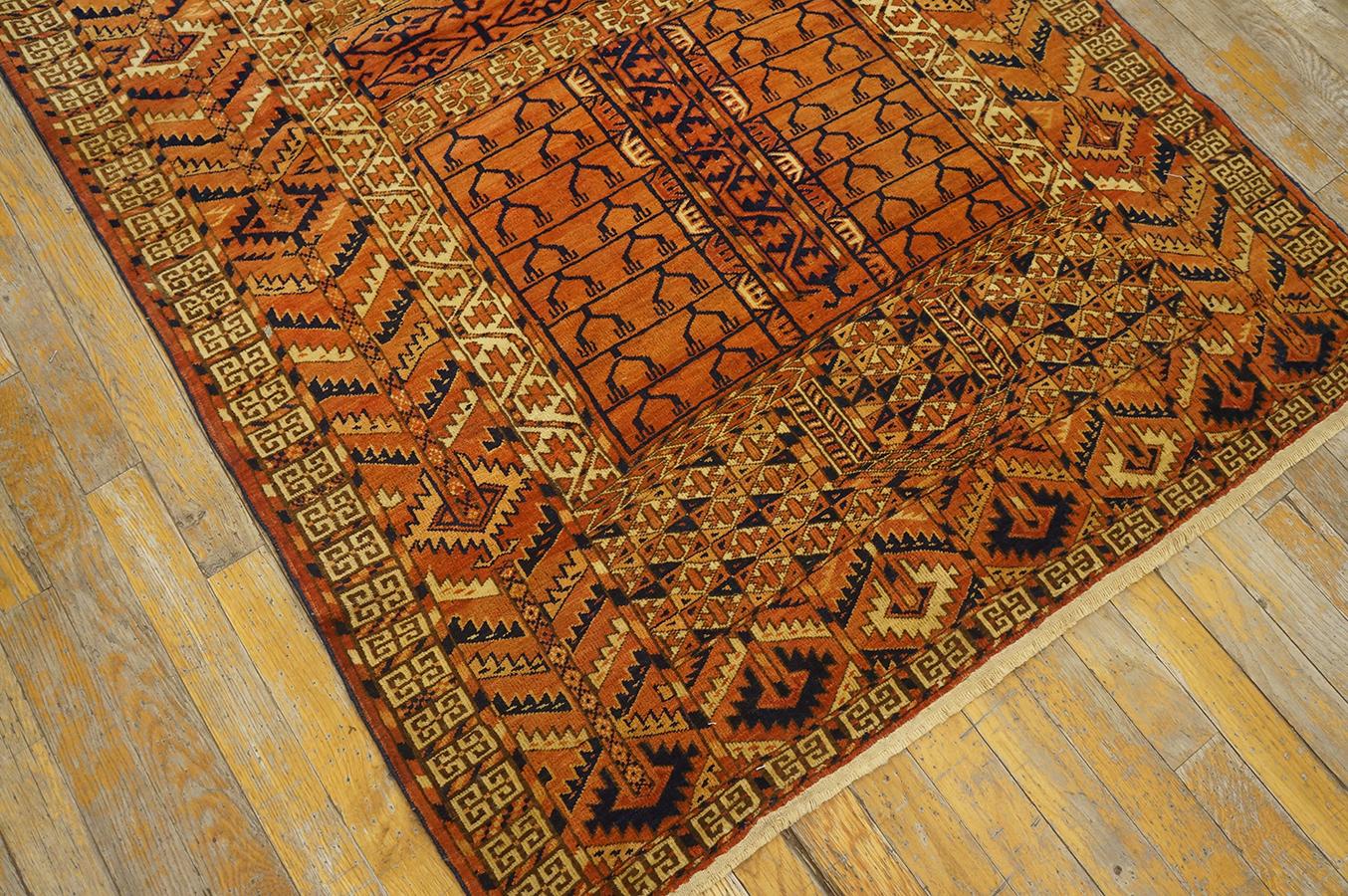 Russian 19th Century Central Asian Turkmen Engsi Carpet ( 3' 9