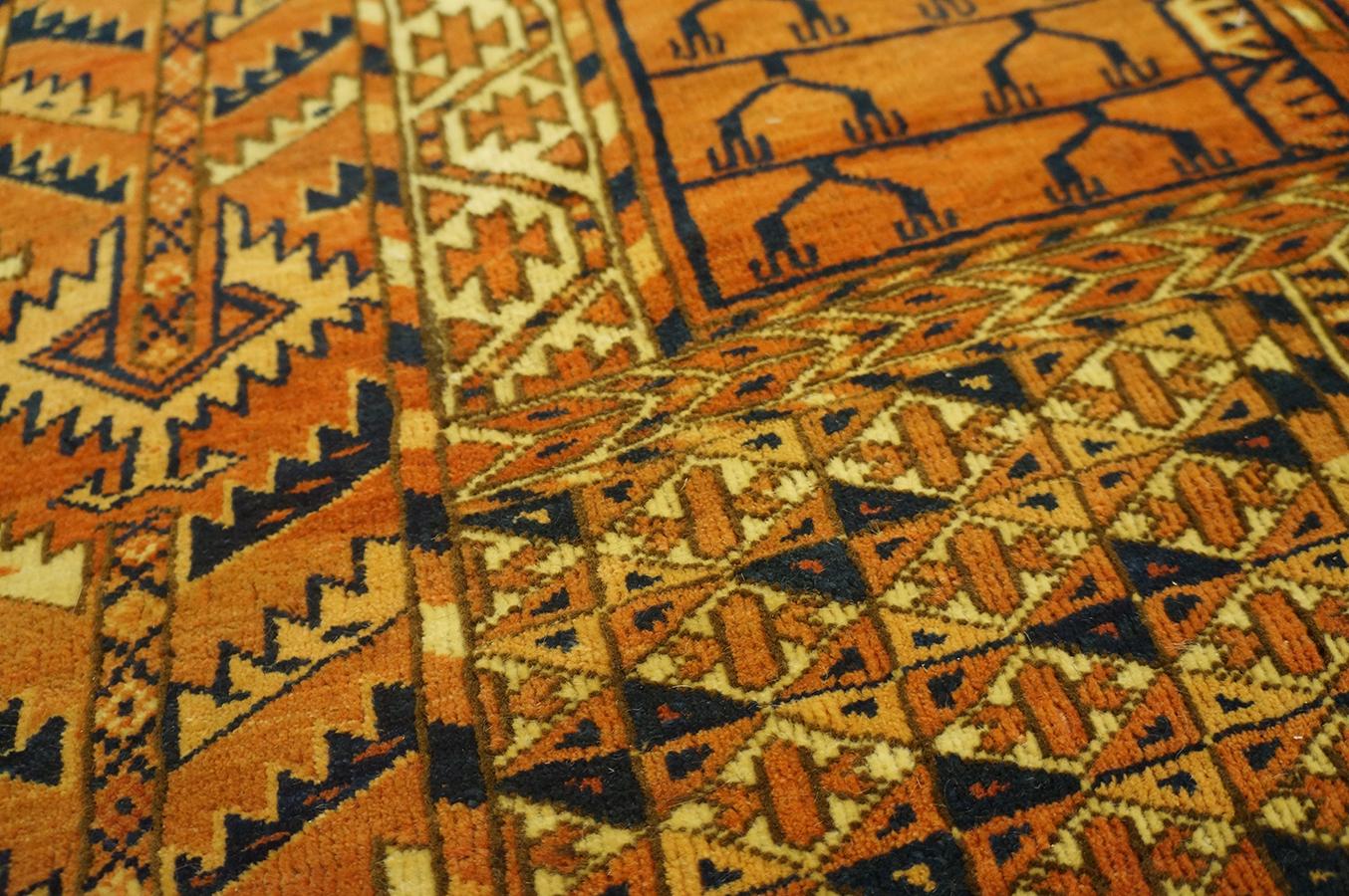 Wool 19th Century Central Asian Turkmen Engsi Carpet ( 3' 9