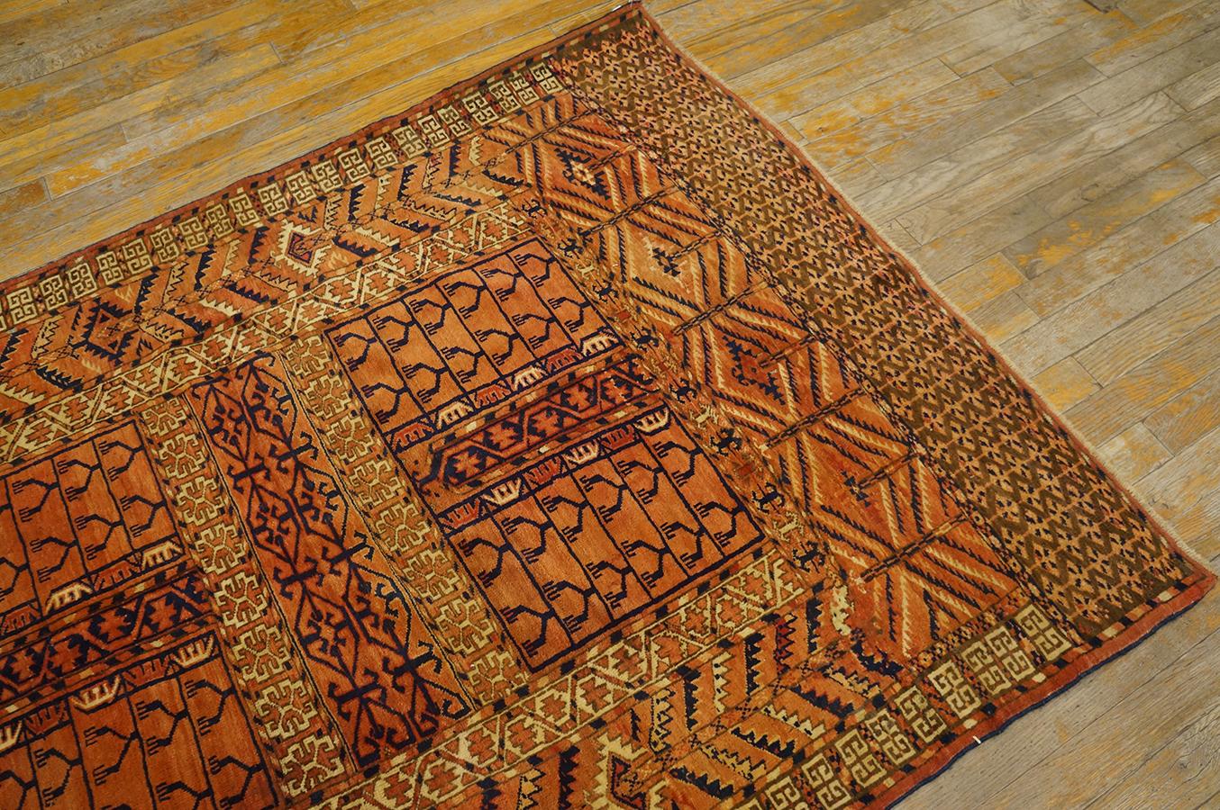 19th Century Central Asian Turkmen Engsi Carpet ( 3' 9
