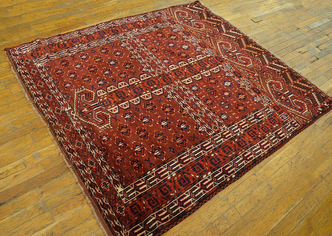 Persian 19th Century Turkmen Engsi Carpet ( 4 7