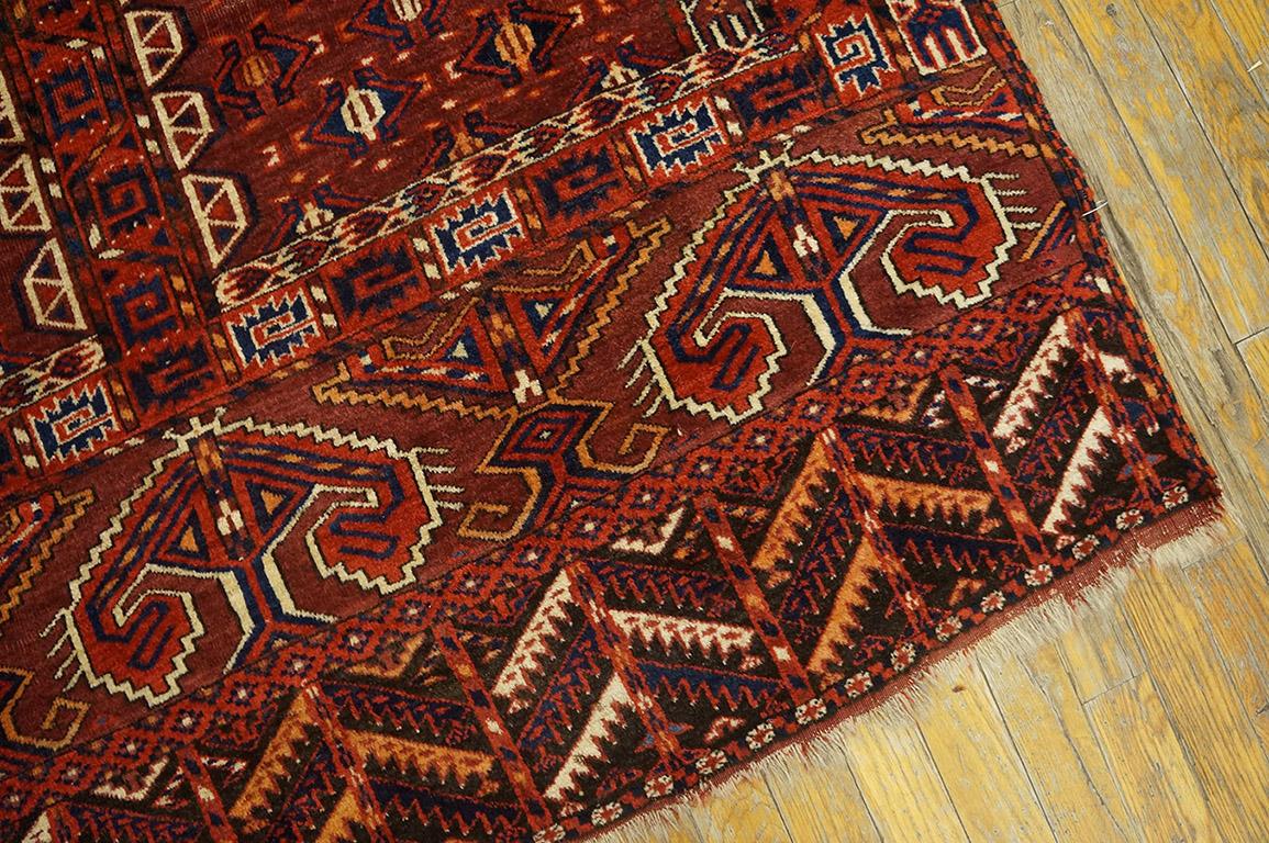 Late 19th Century 19th Century Turkmen Engsi Carpet ( 4 7