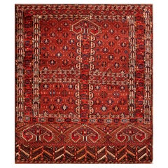 Tapis turkmène Engsi du 19e siècle ( 4 7" x 5'2" - 140 x 157 )