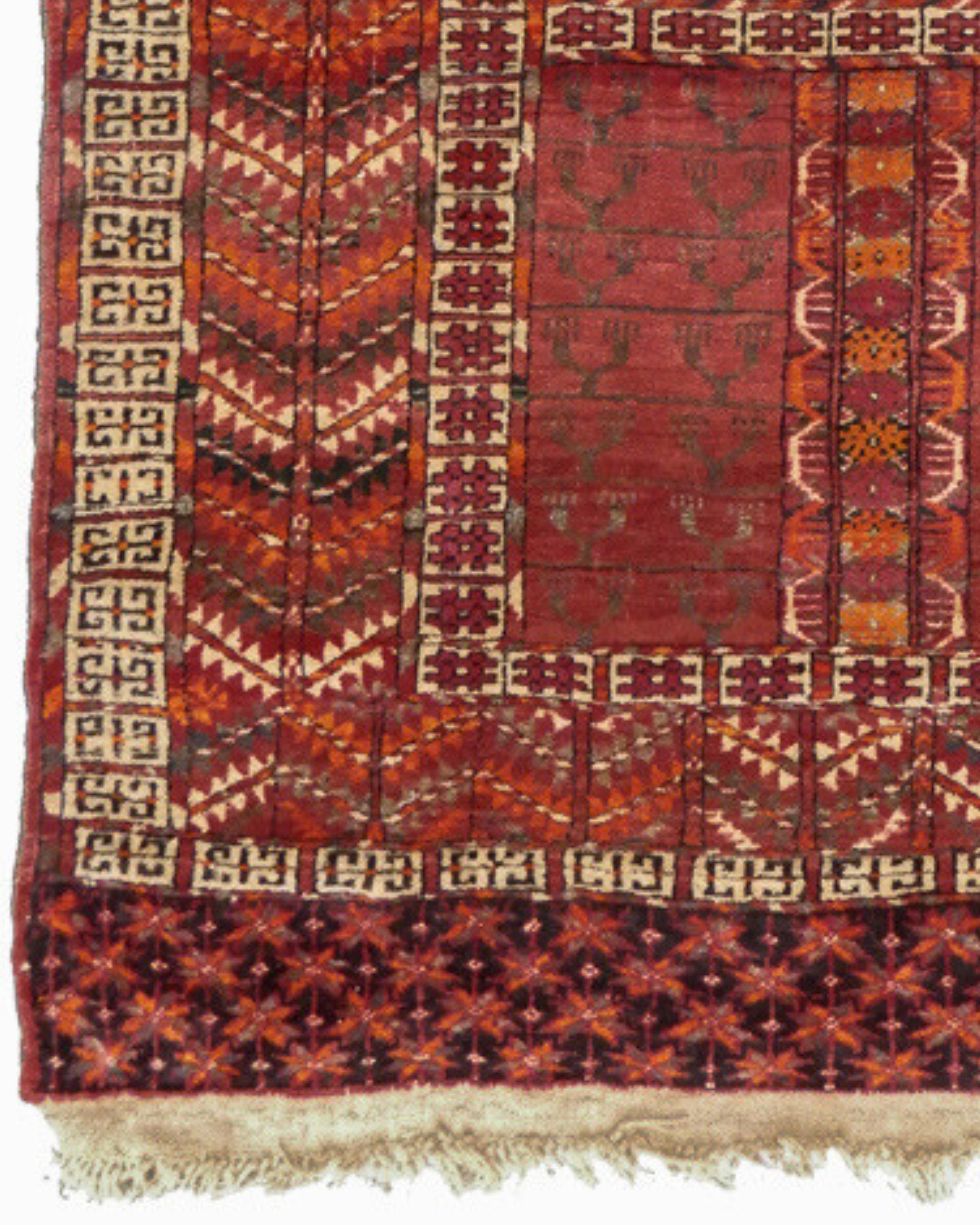 Hand-Knotted Antique Turkmen Ensi Rug, Early 20th Century For Sale