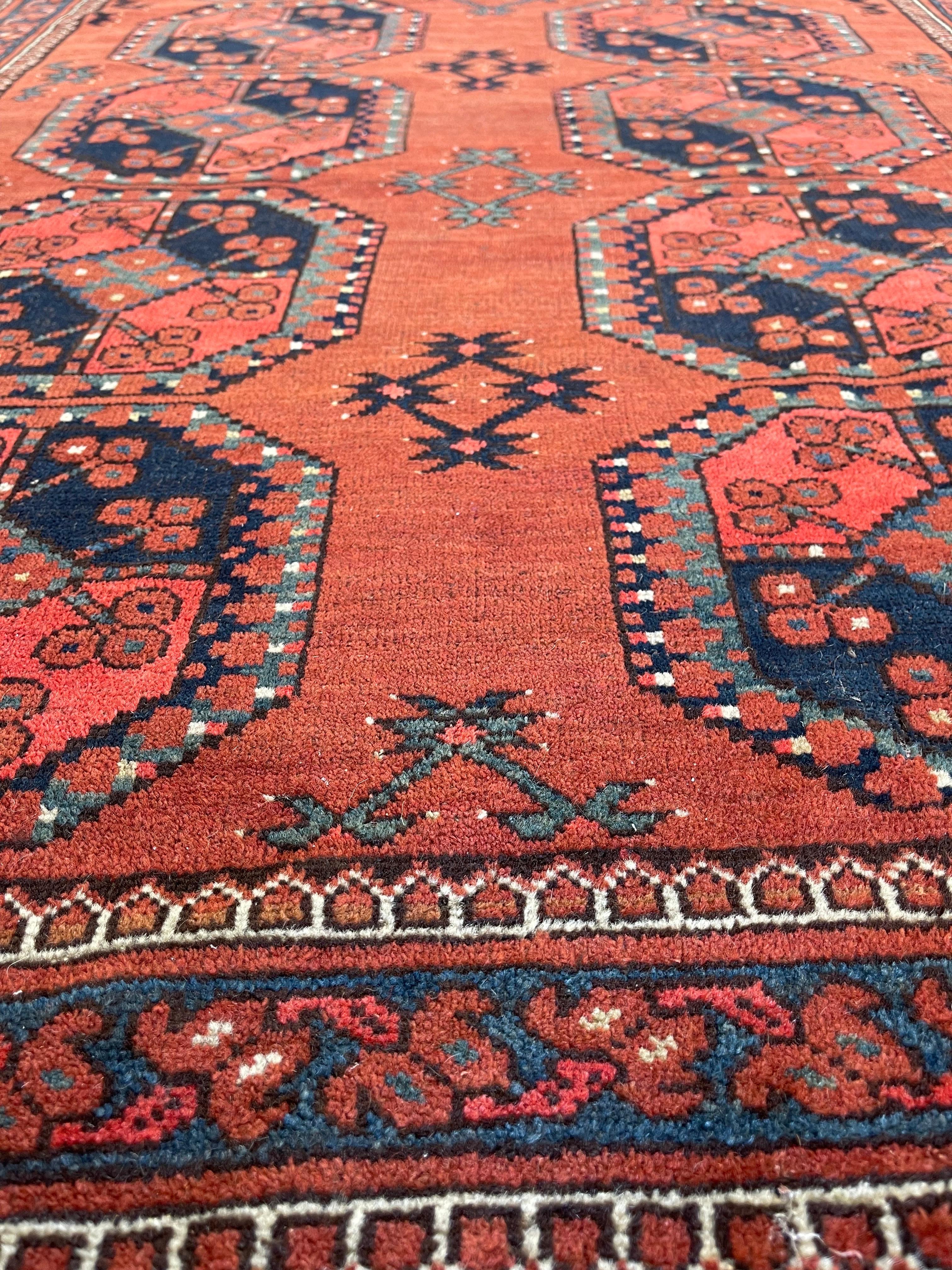 Wool Antique Turkmen Ersari Rug circa 1900  For Sale