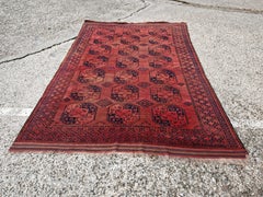 Antique Turkmen Ersari Rug, hand-knotted in 100% wool, Afghanistan 1920s