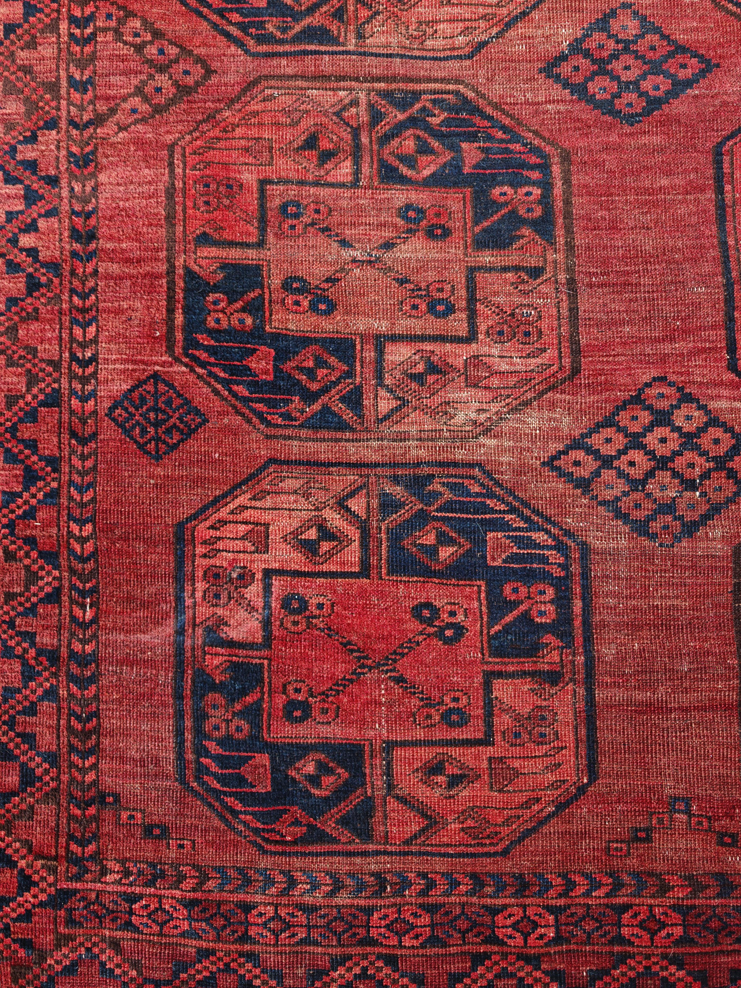 Tribal Ancien tapis Turkmène Ersari, noué à la main en 100% laine, Afghanistan années 1920 en vente