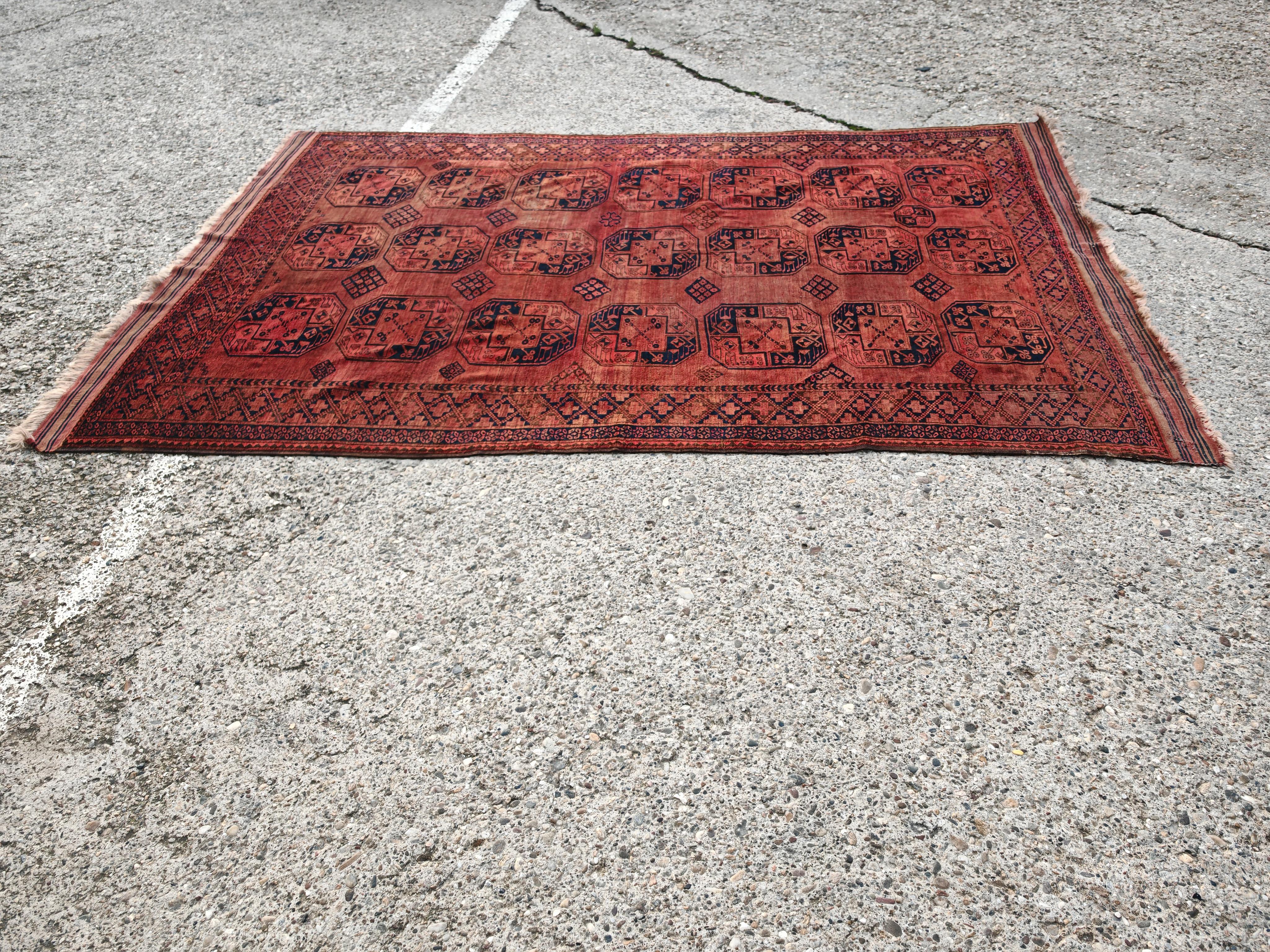 Laine Ancien tapis Turkmène Ersari, noué à la main en 100% laine, Afghanistan années 1920 en vente