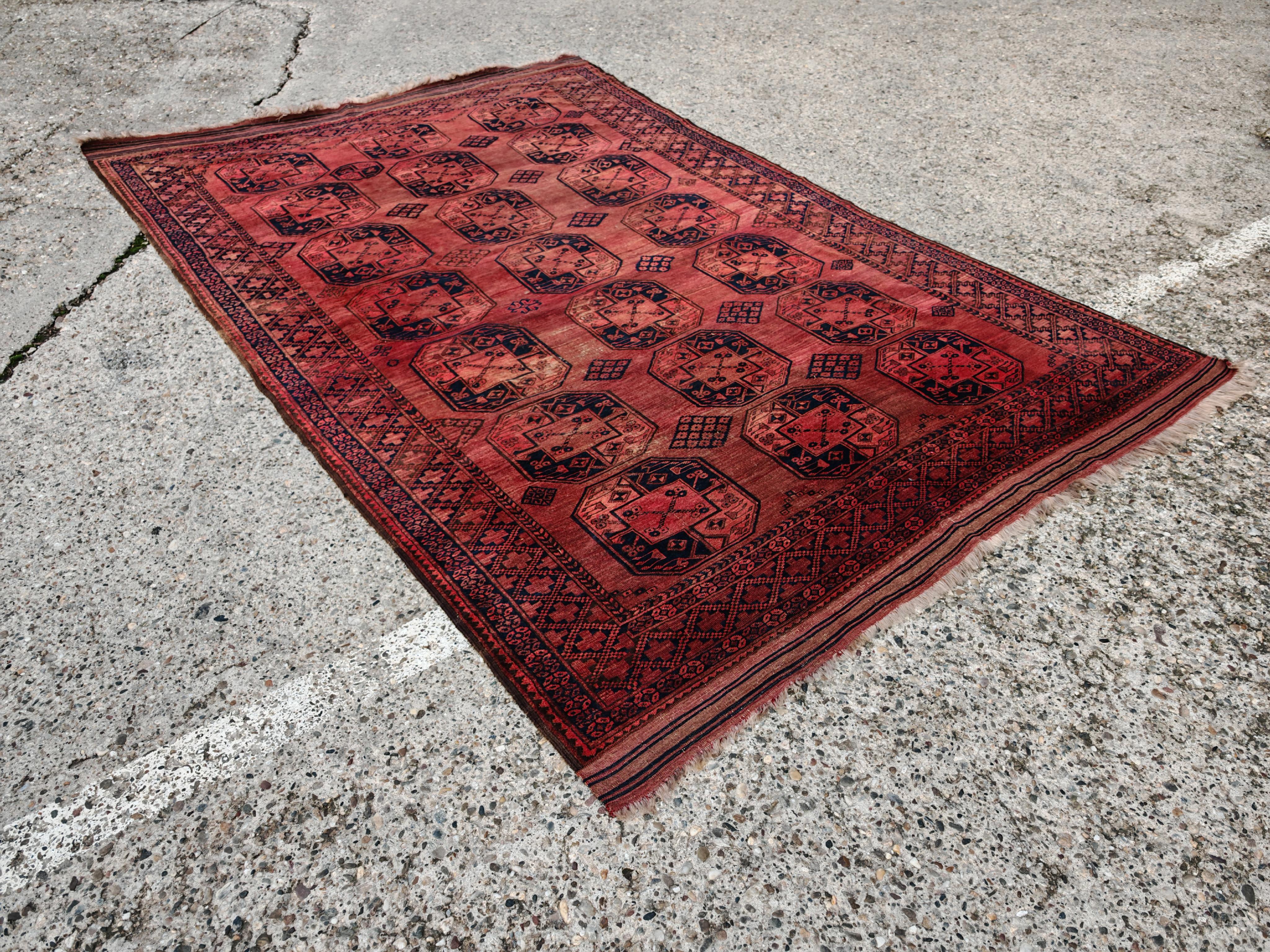 Ancien tapis Turkmène Ersari, noué à la main en 100% laine, Afghanistan années 1920 en vente 2