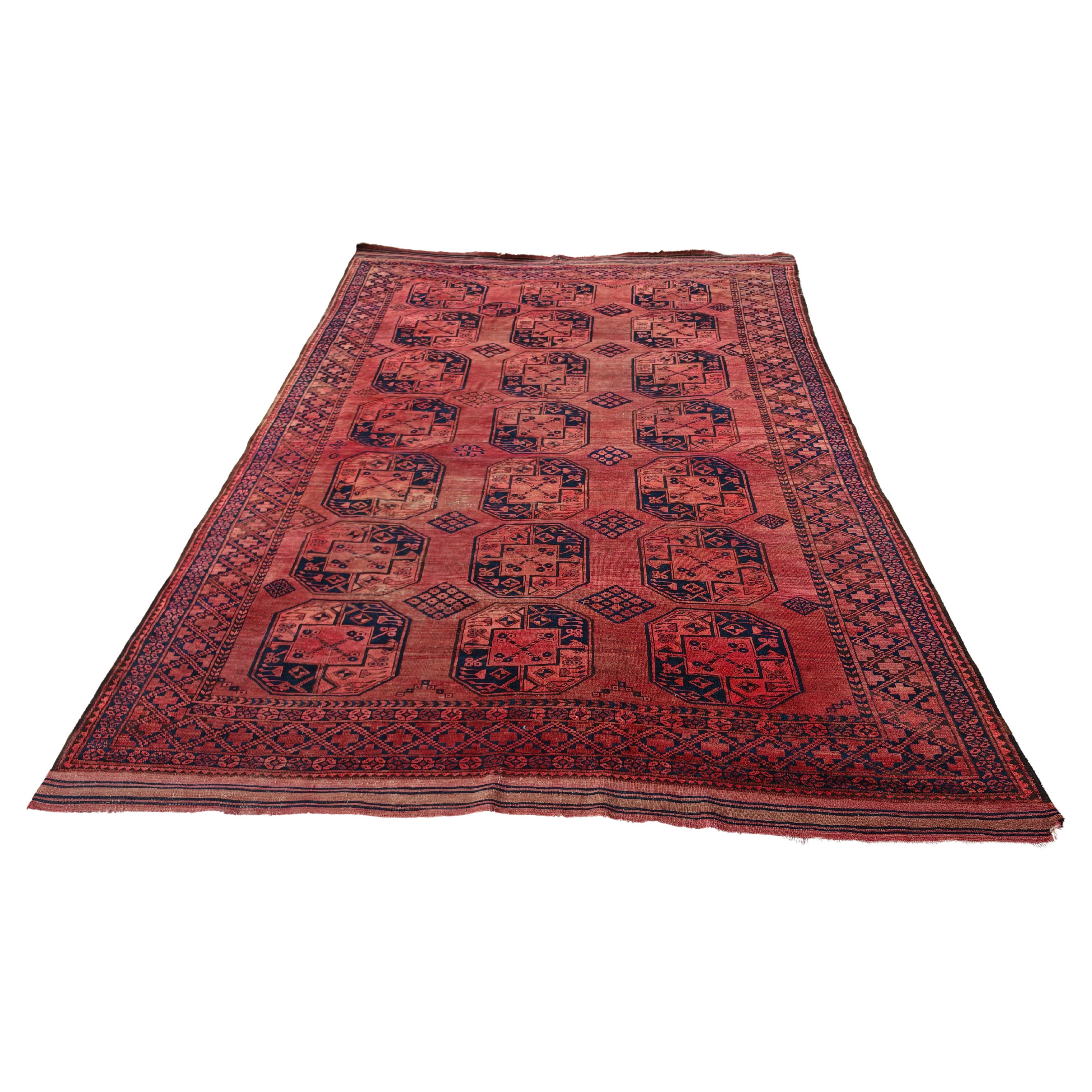 Ancien tapis Turkmène Ersari, noué à la main en 100% laine, Afghanistan années 1920
