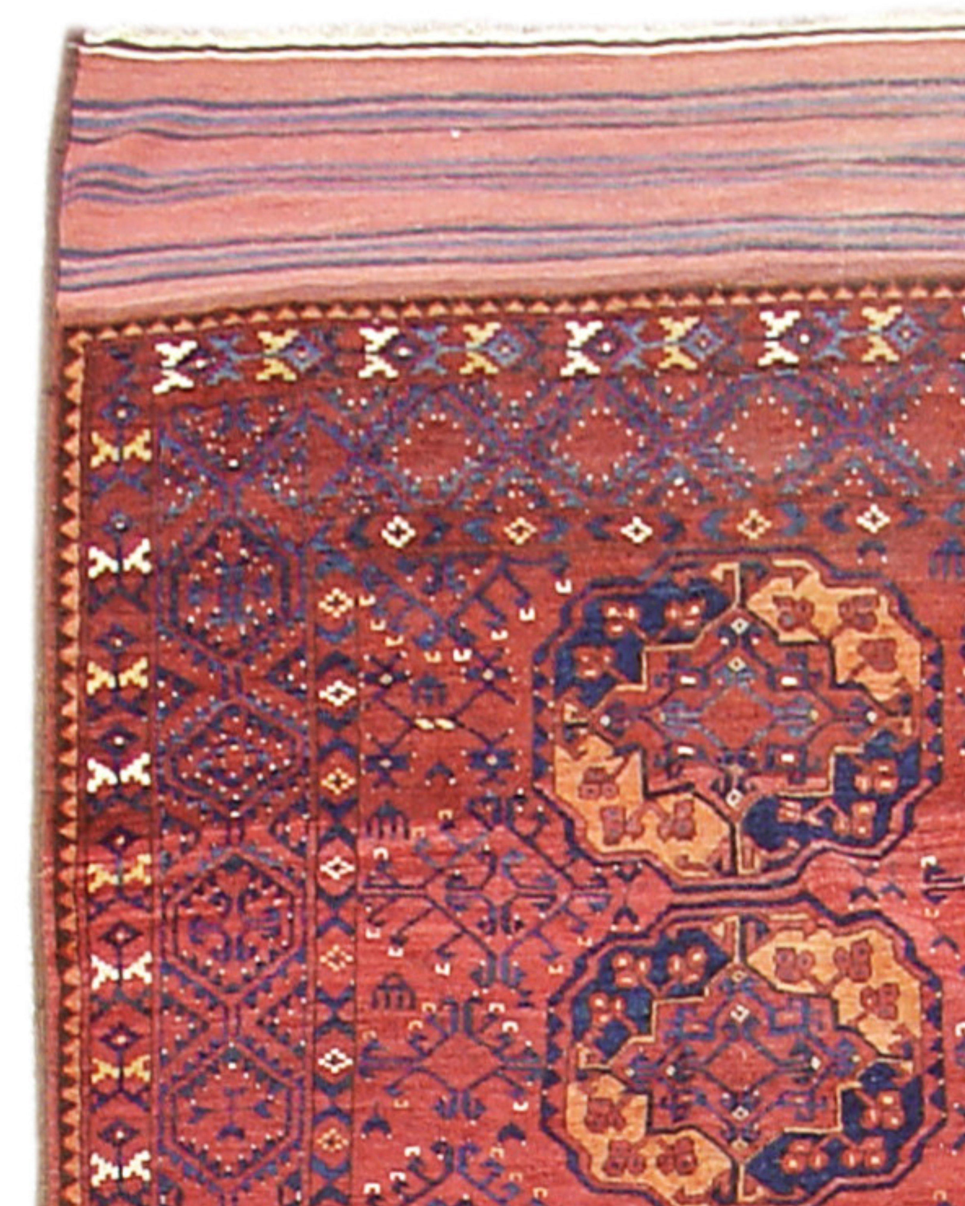 Hand-Knotted Antique Turkmen Ersari Rug, Late 19th Century For Sale