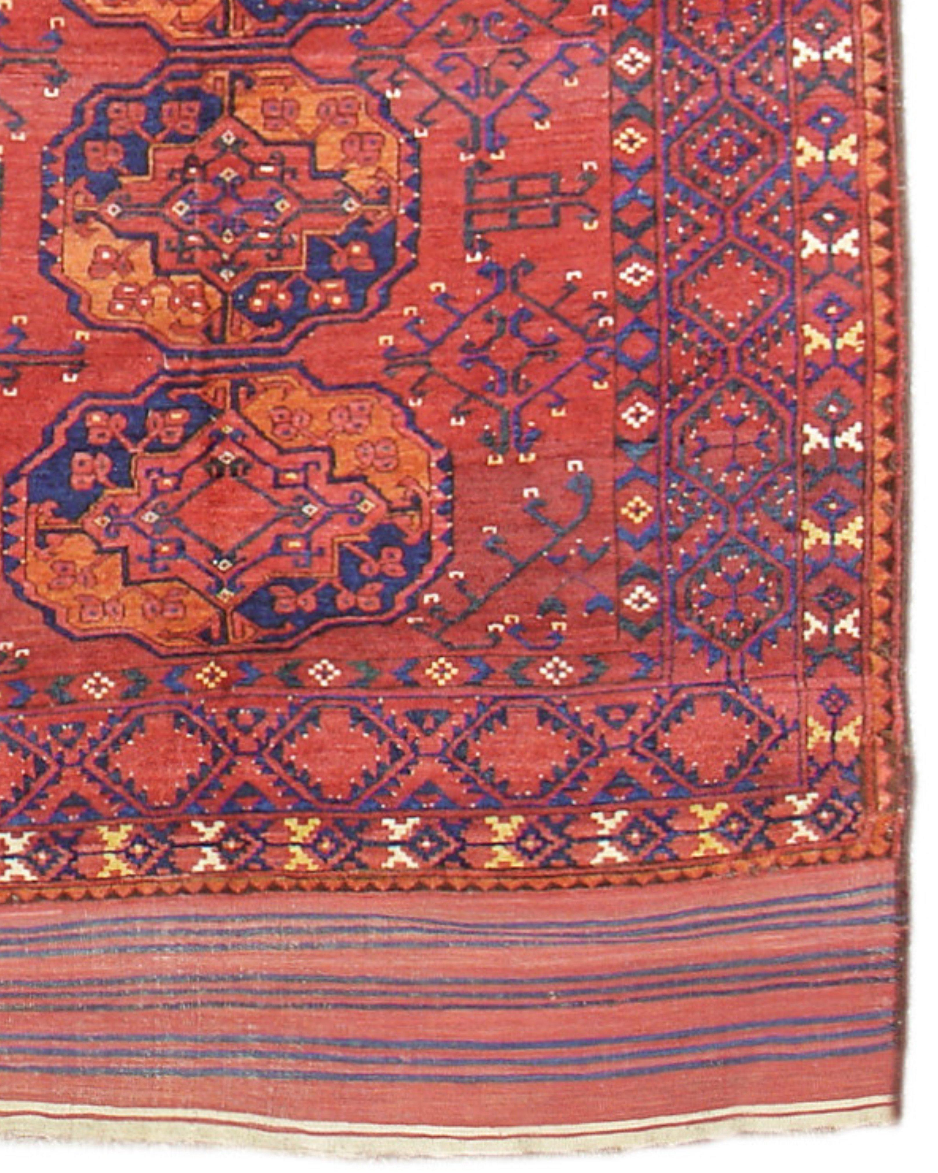 Wool Antique Turkmen Ersari Rug, Late 19th Century For Sale