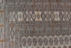 Antique Turkmen Esari Rug with Ivory Field and Repeating Motifs