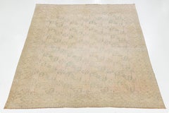 Antique Turkmen Gul Rug - Muted Apricot & Sage Geometric Tribal Wool Area Rug