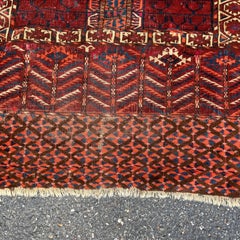 Antique Turkmen Hand-Knotted Wool Rug, Elegant Design