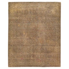 Antiker Turkmen-Handgefertigter brauner Wollteppich mit Gul-Design