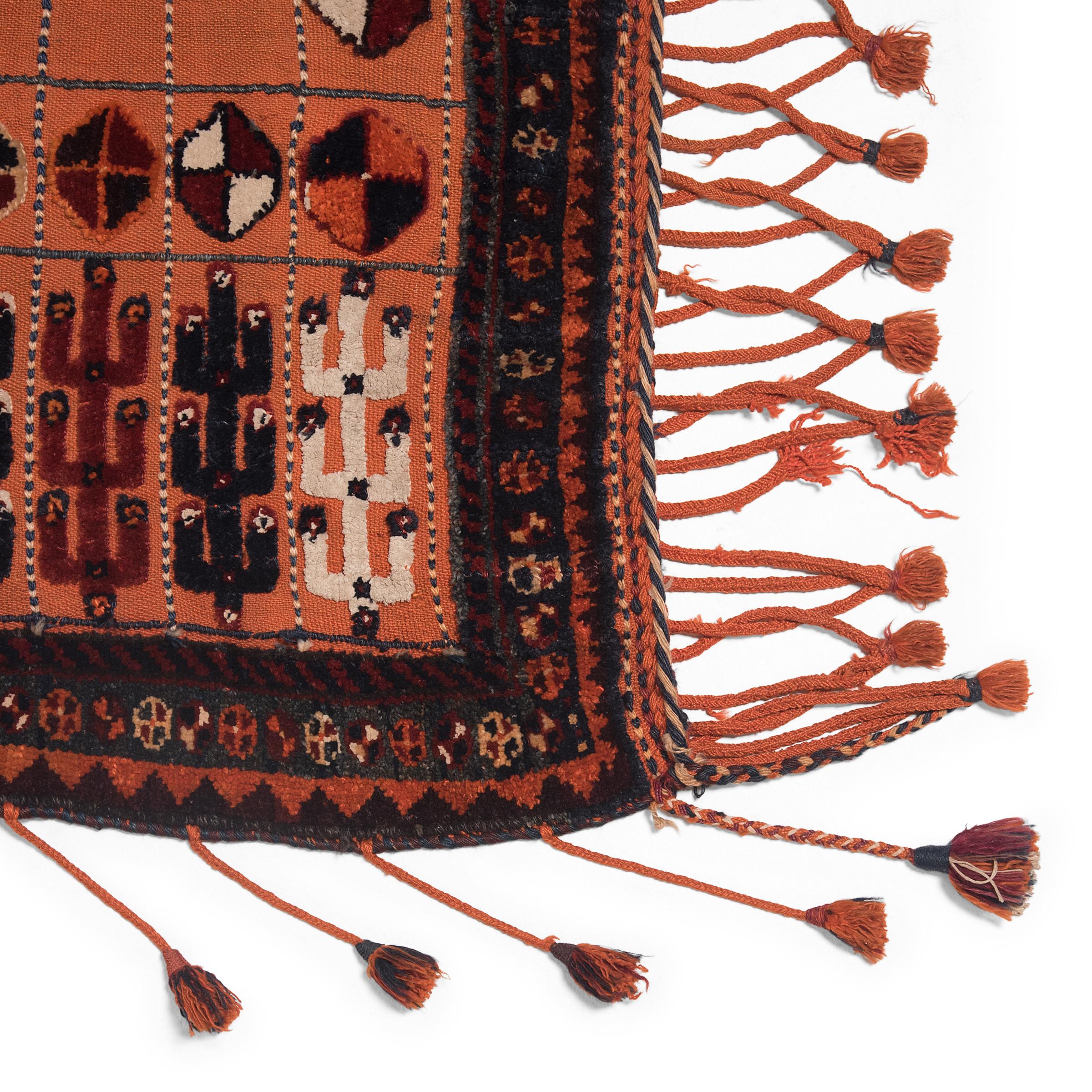 Central Asian Antique Turkmen Horse Cover Blanket with Tassel Fringe