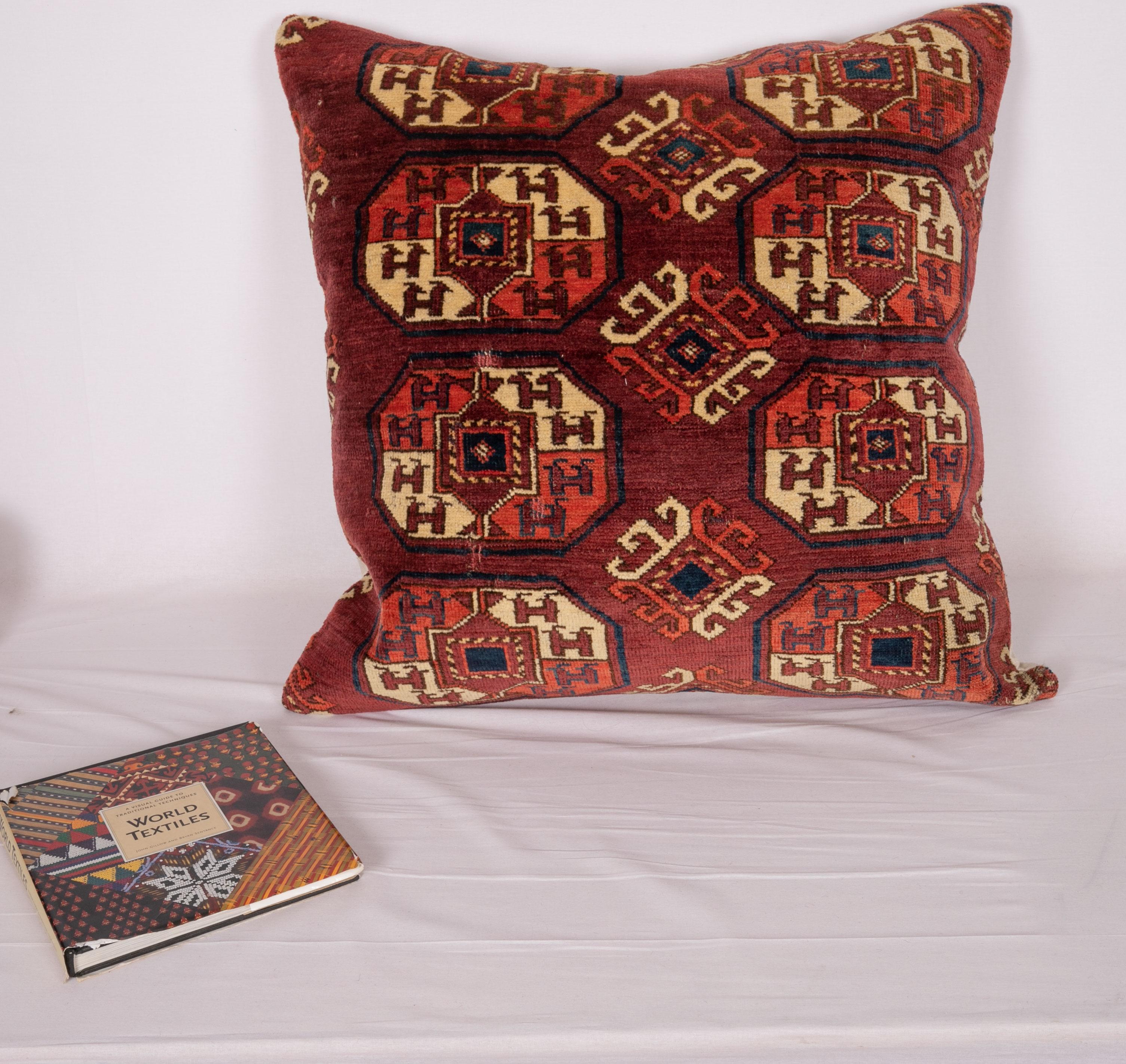 Tribal Antique Turkmen Large Rug Pillow Case Made from a 19th Century Turkmen Main Rug