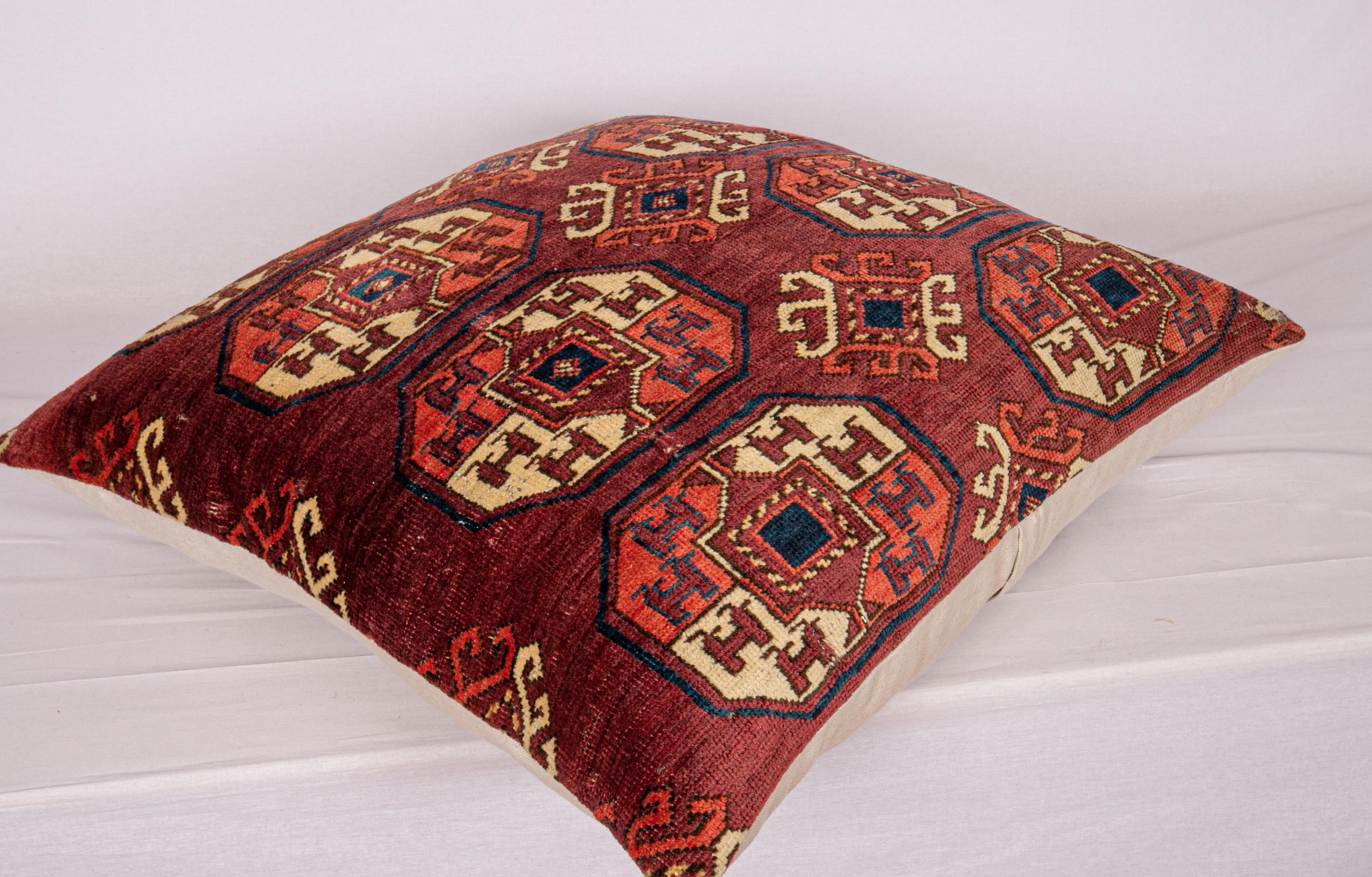 Hand-Woven Antique Turkmen Large Rug Pillow Case Made from a 19th Century Turkmen Main Rug