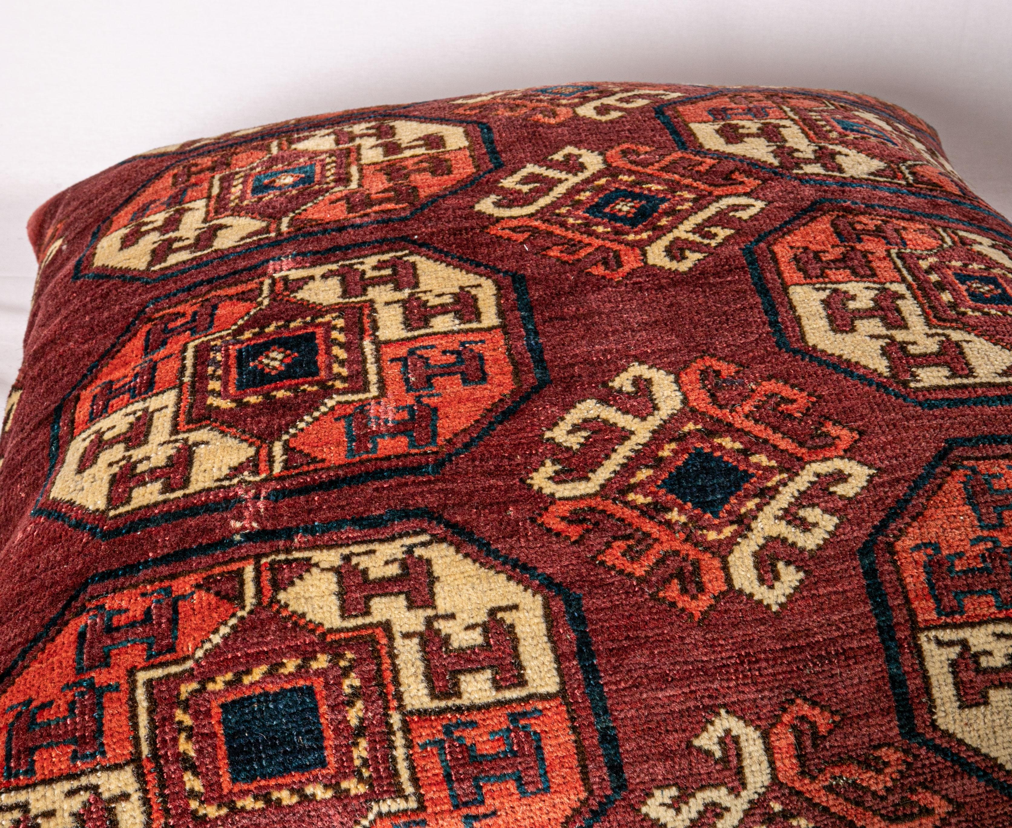 Wool Antique Turkmen Large Rug Pillow Case Made from a 19th Century Turkmen Main Rug