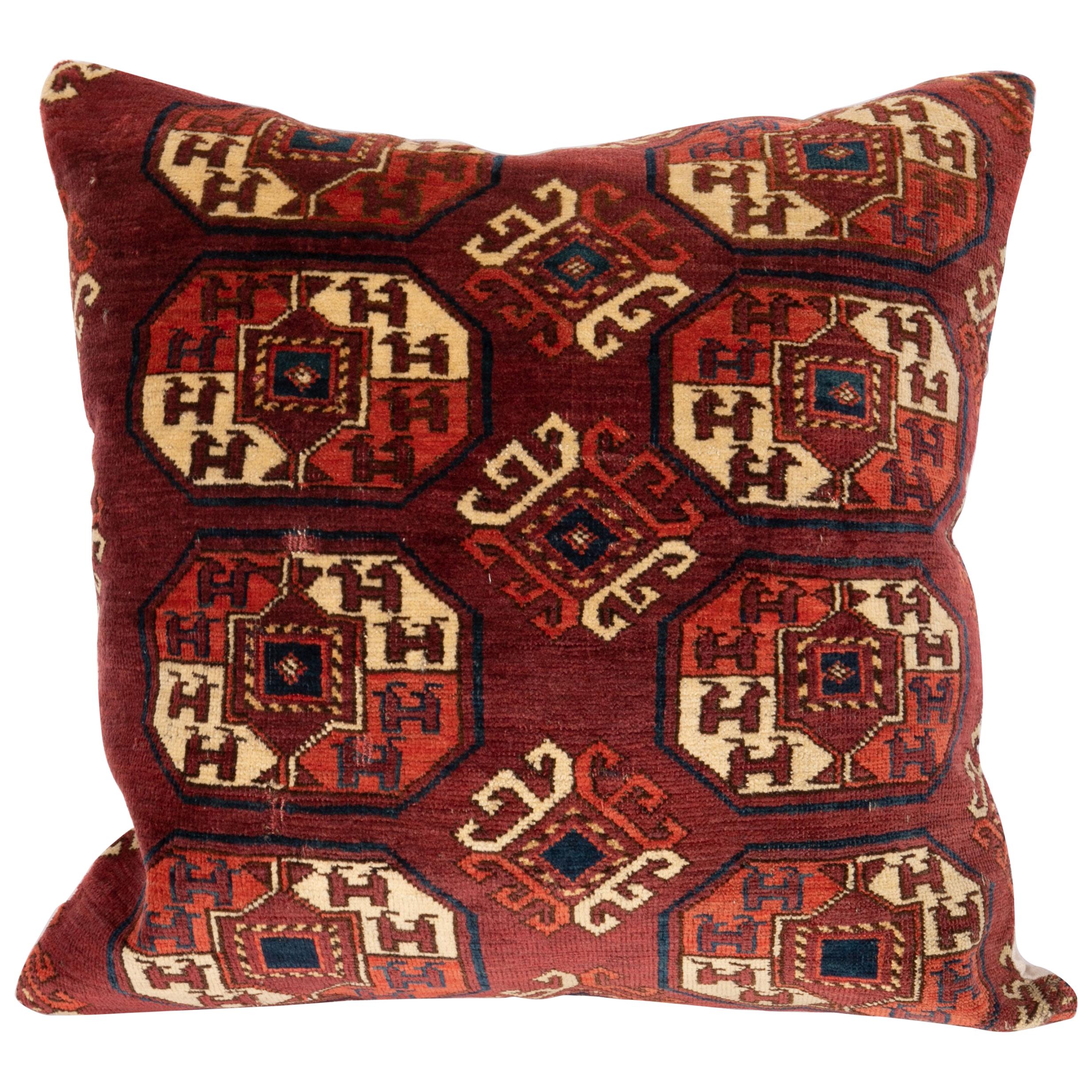 Antique Turkmen Large Rug Pillow Case Made from a 19th Century Turkmen Main Rug