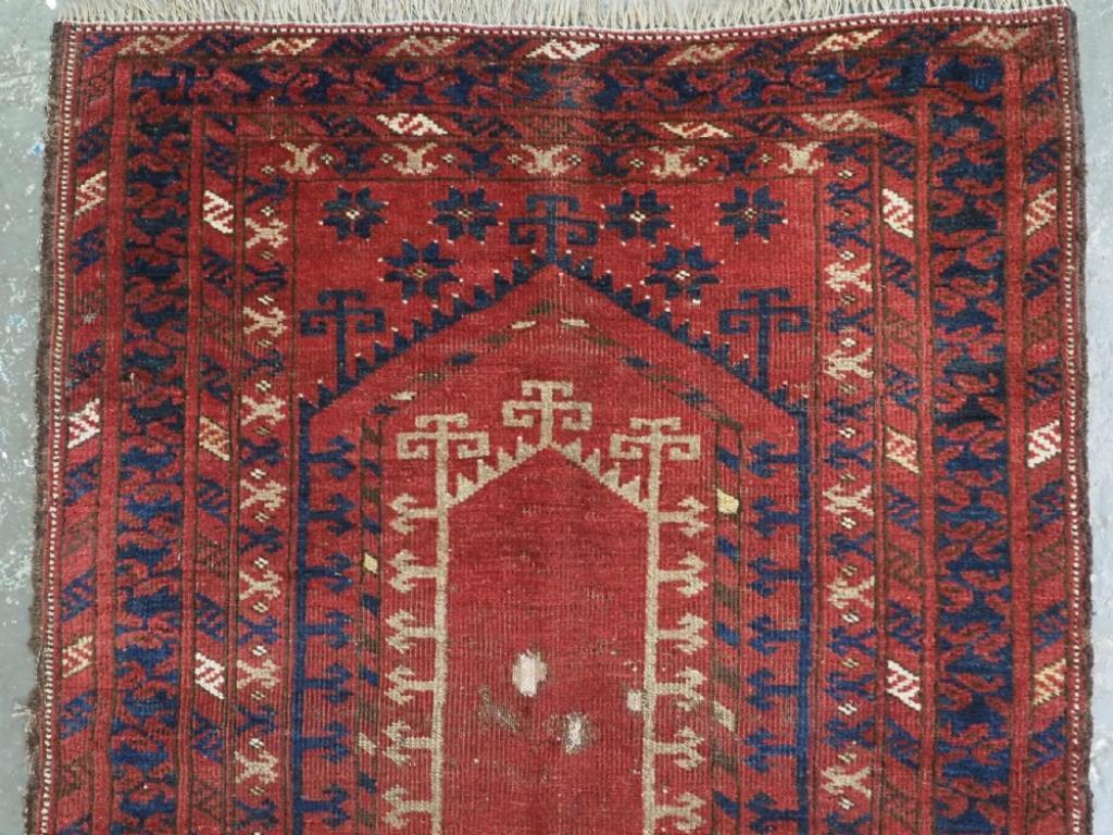 Afghan Antique Turkmen Prayer Rug, Probably Kizil Ayak, Circa 1850 Or Earlier For Sale