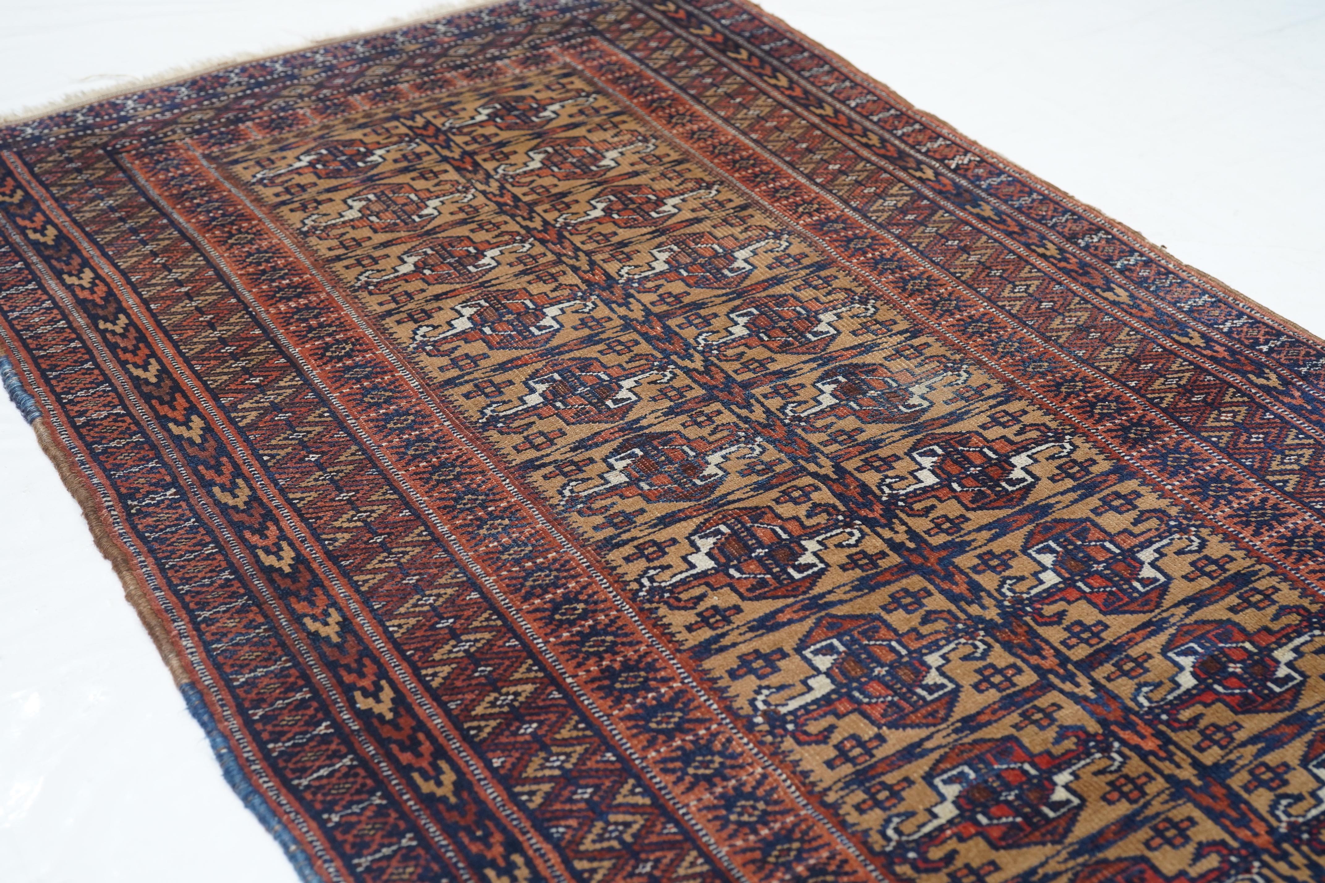 Alfombra turcomana antigua 3'0'' x 5'9'' Lana en venta