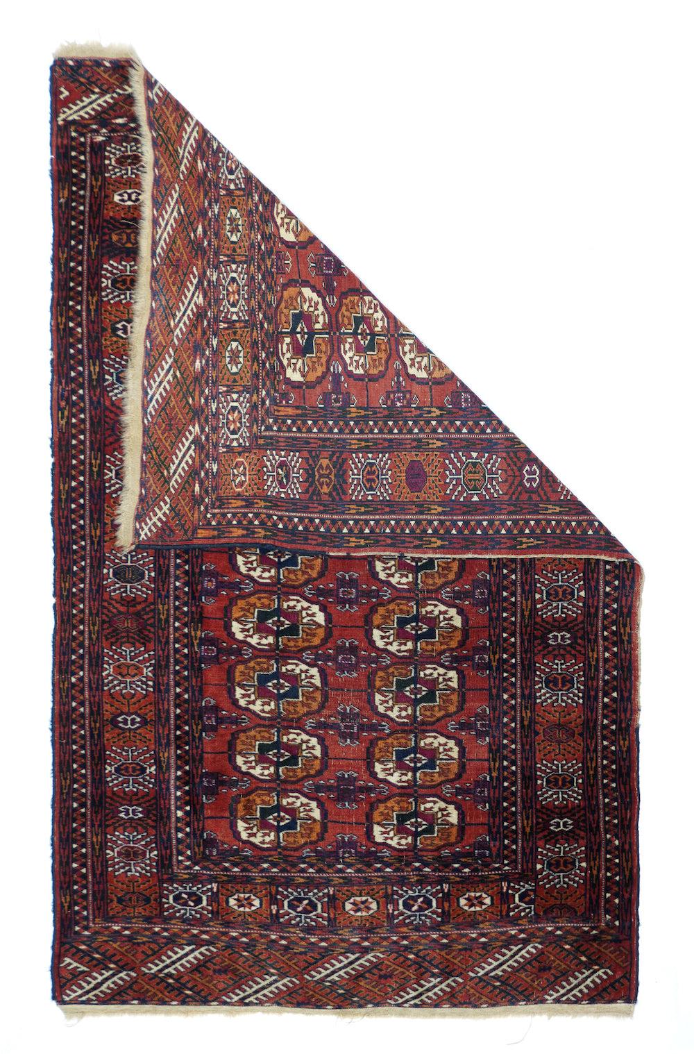 Antique Turkmen rug measures 3'8'' x 5'9''.