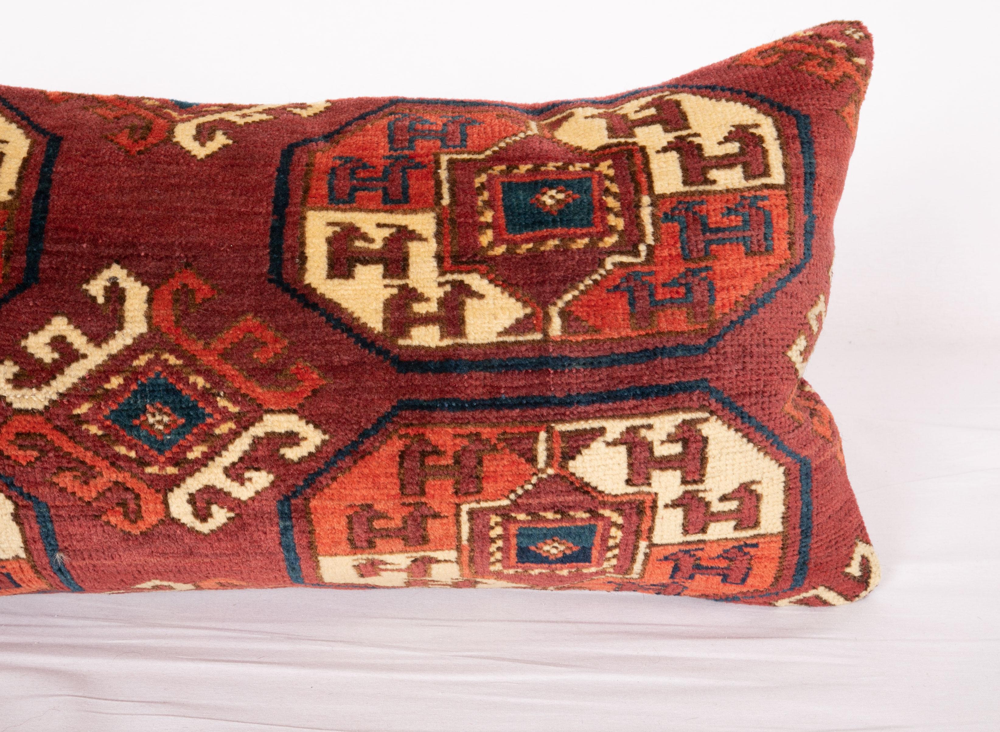 Hand-Woven Antique Turkmen Rug Pillow Case Made from a 19th Century Turkmen Main Rug